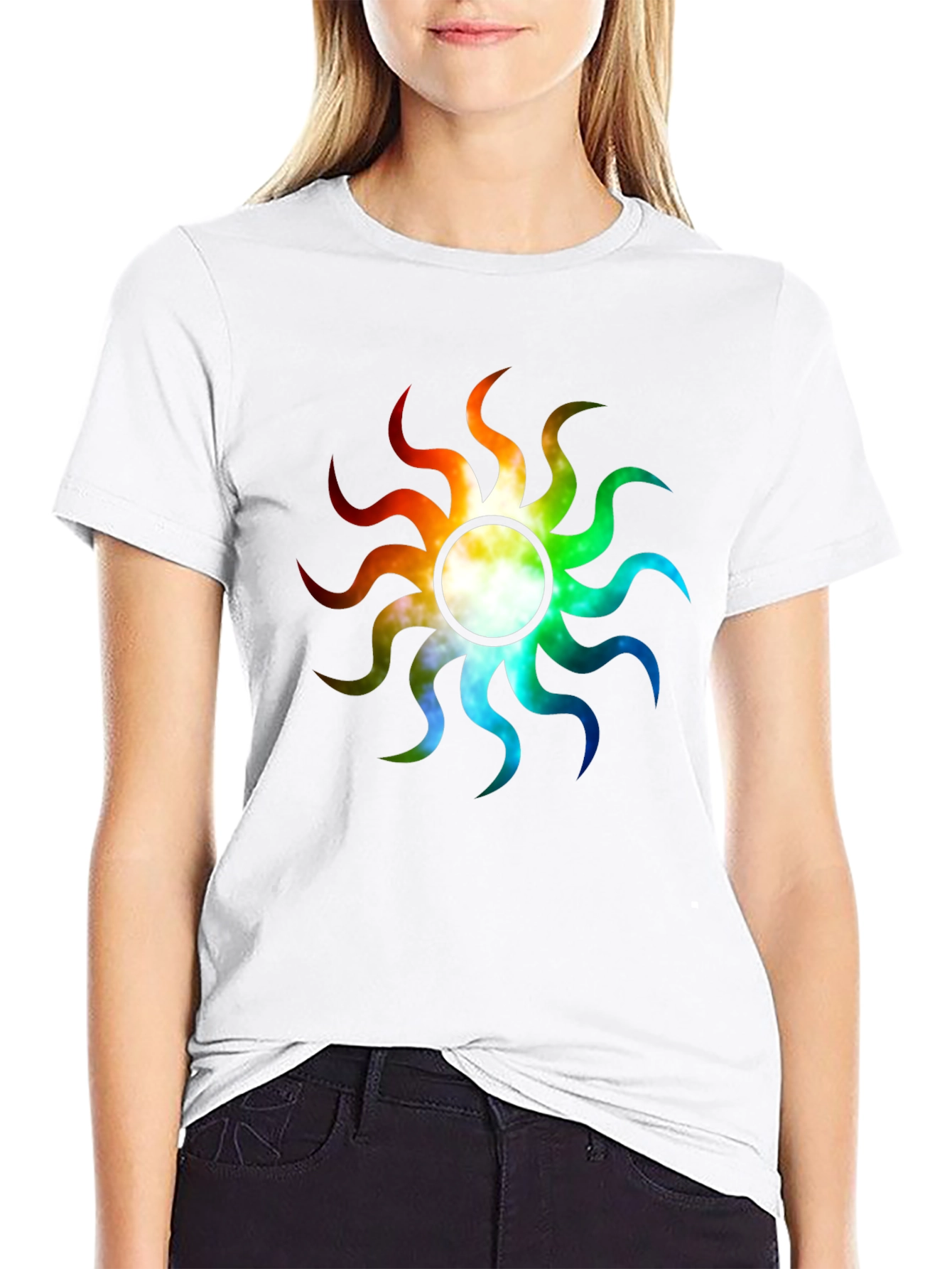 Rainbow Sunburst Graphic T-Shirt - Unique Design