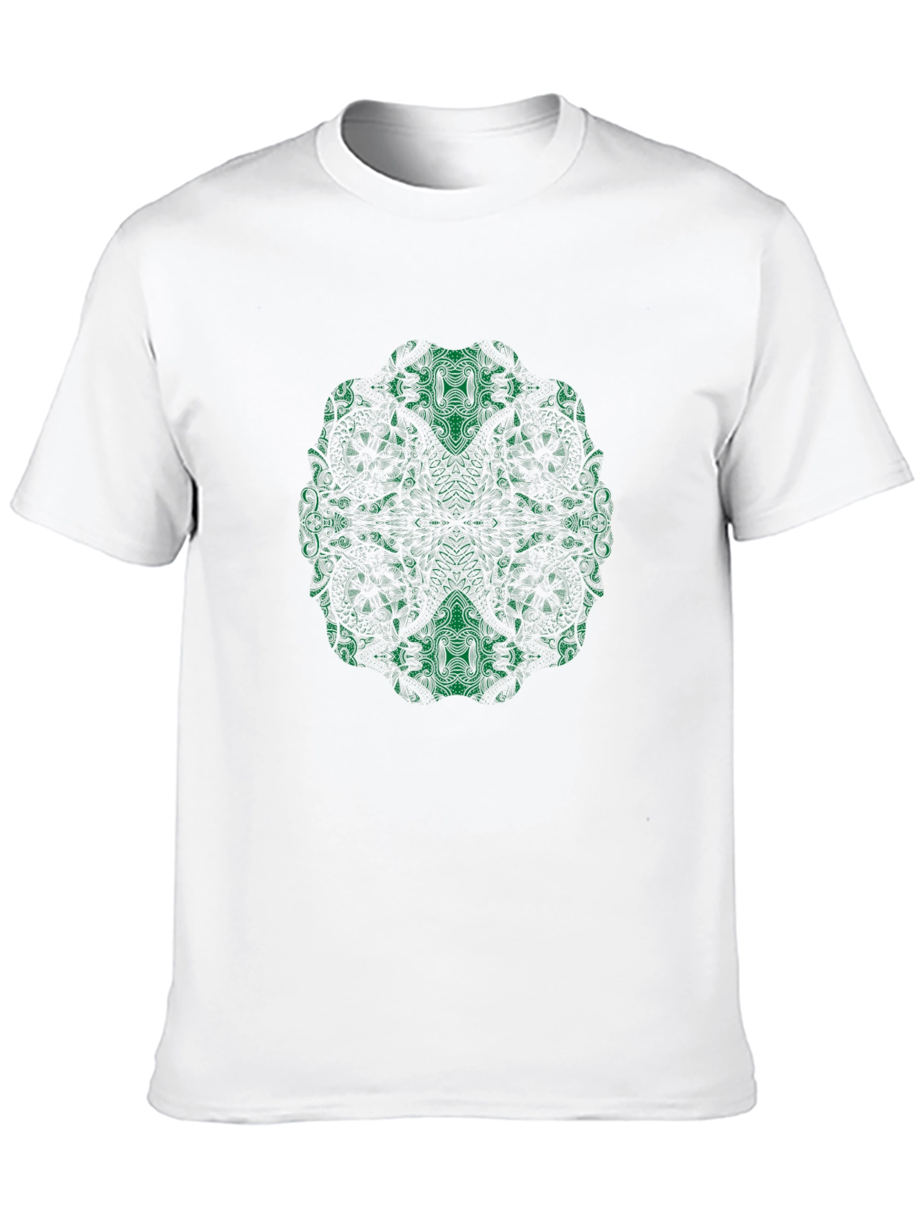 Abstract Green Print Black T-Shirt