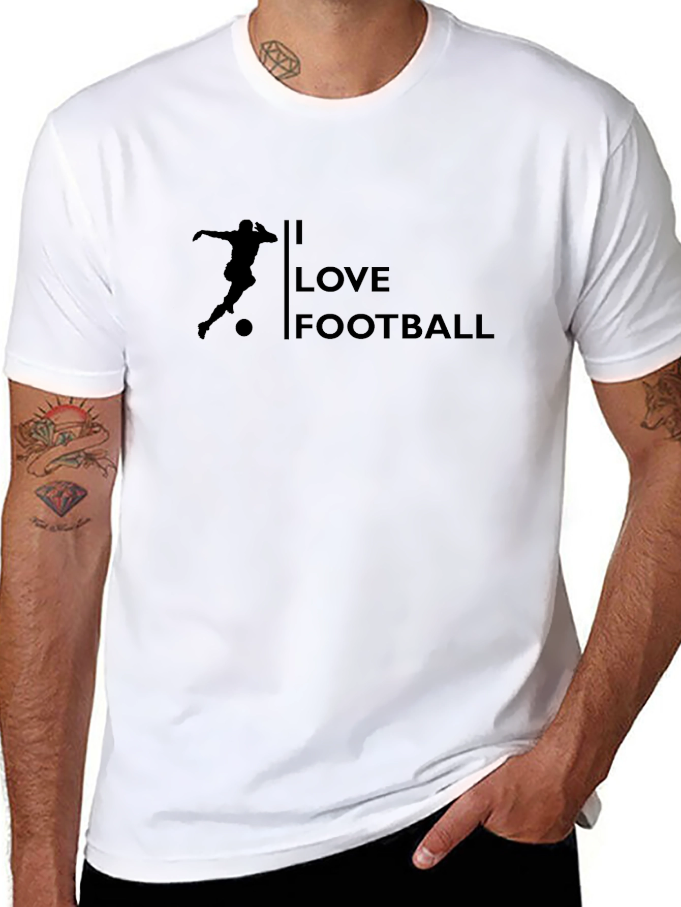I Love Football T-Shirt Black Casual