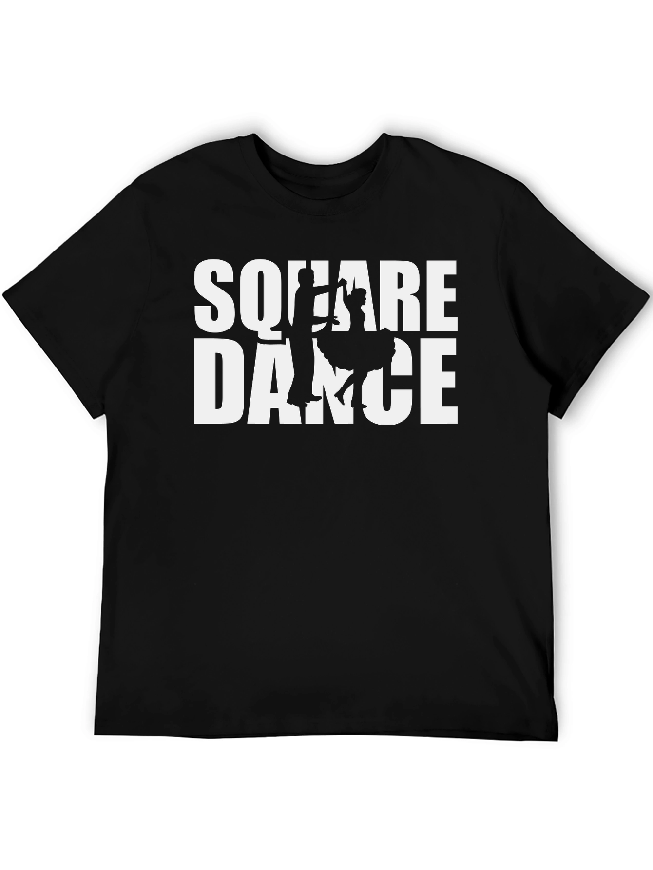 Square Dance Graphic T-Shirt - Black Cotton Tee