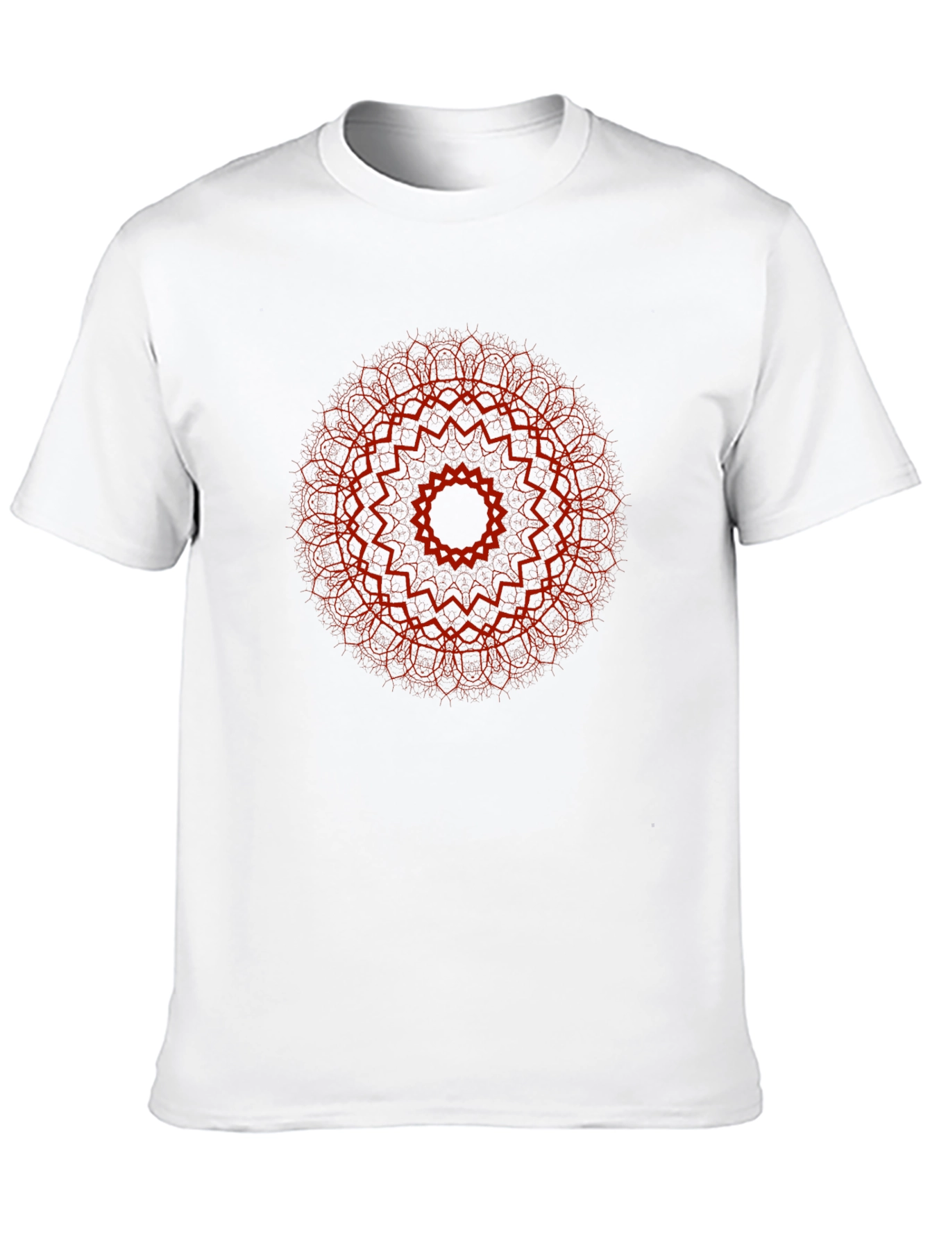 Red Mandala Print Black T-Shirt