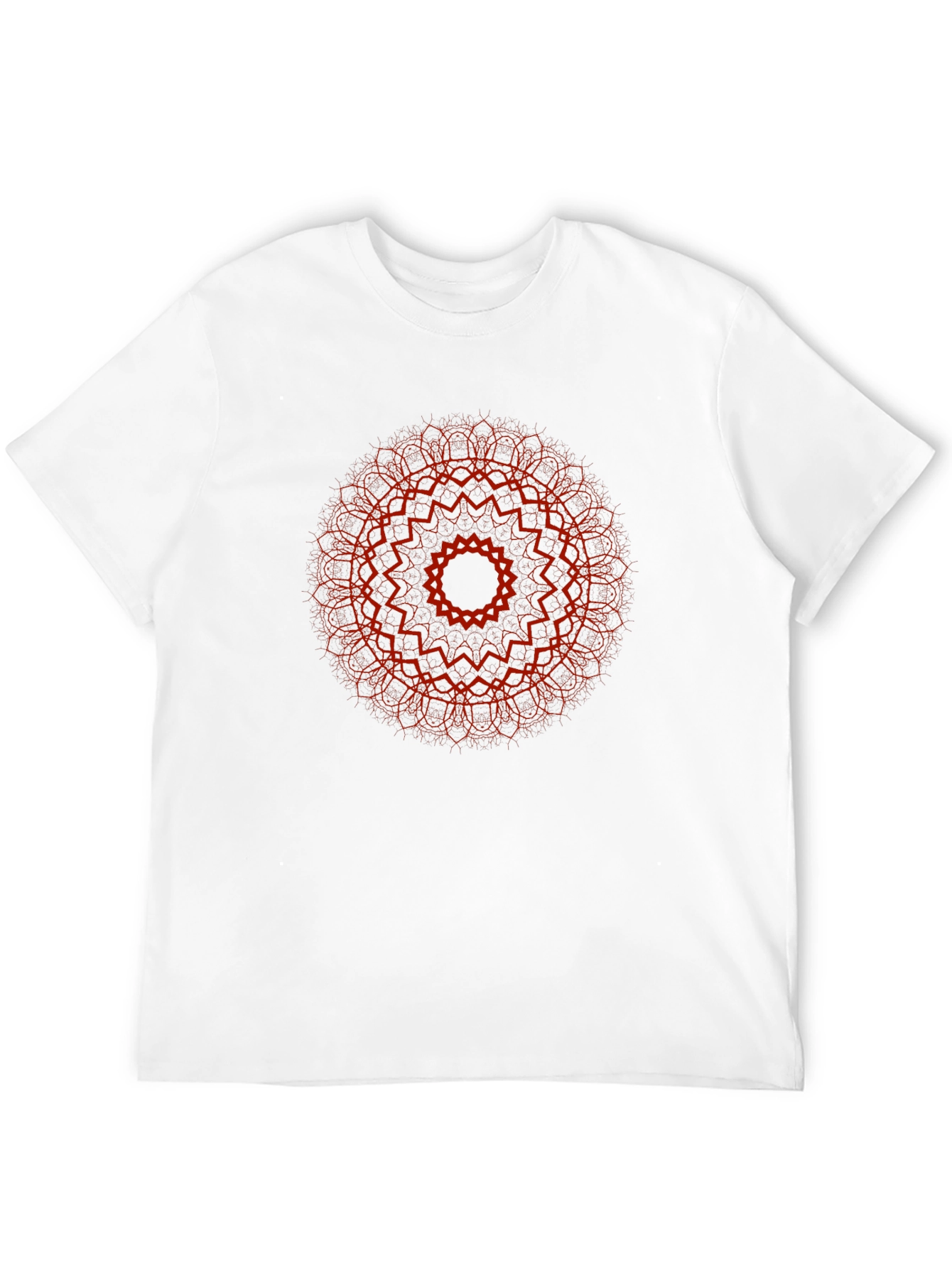 Red Mandala Print Black T-Shirt