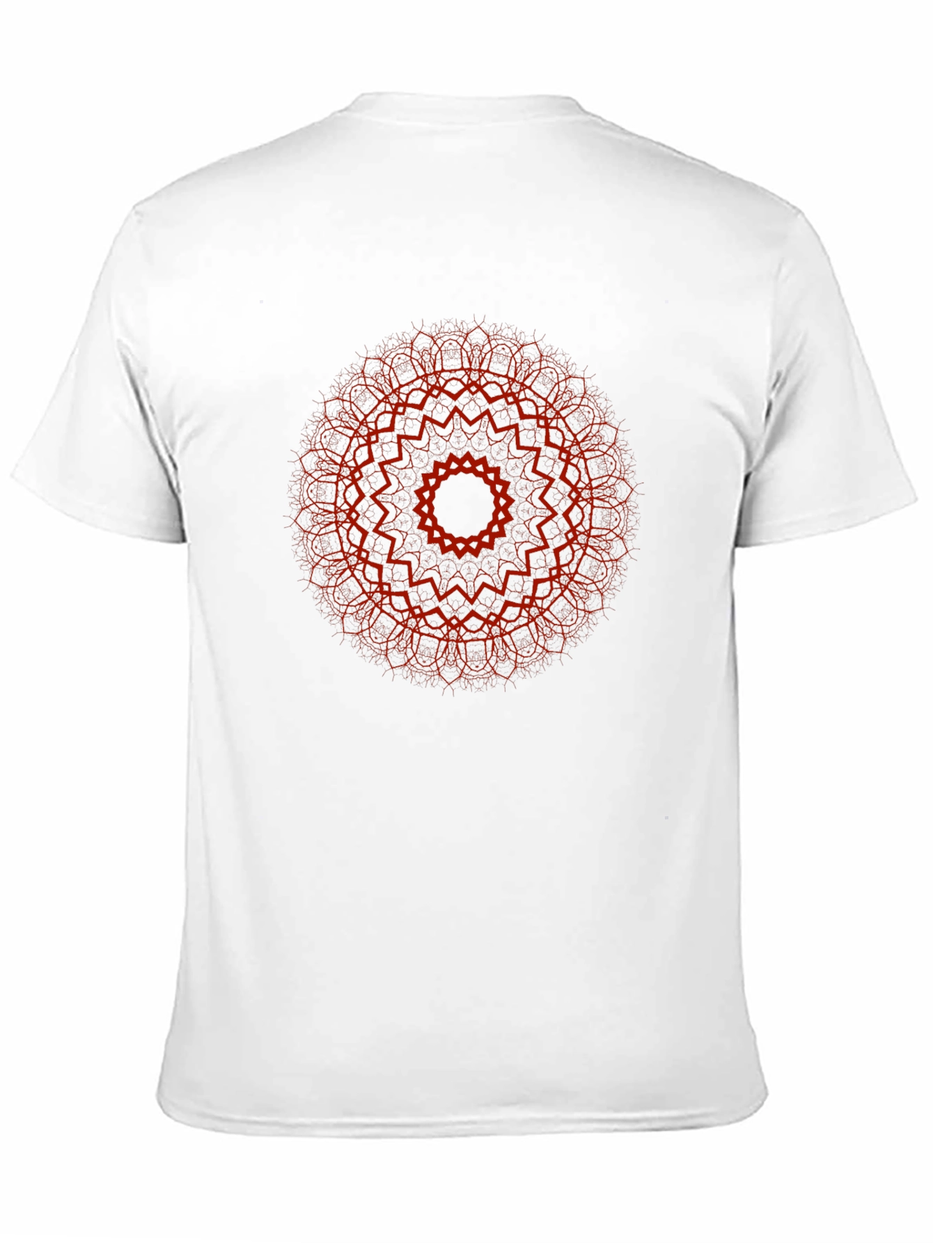 Red Mandala Print Black T-Shirt