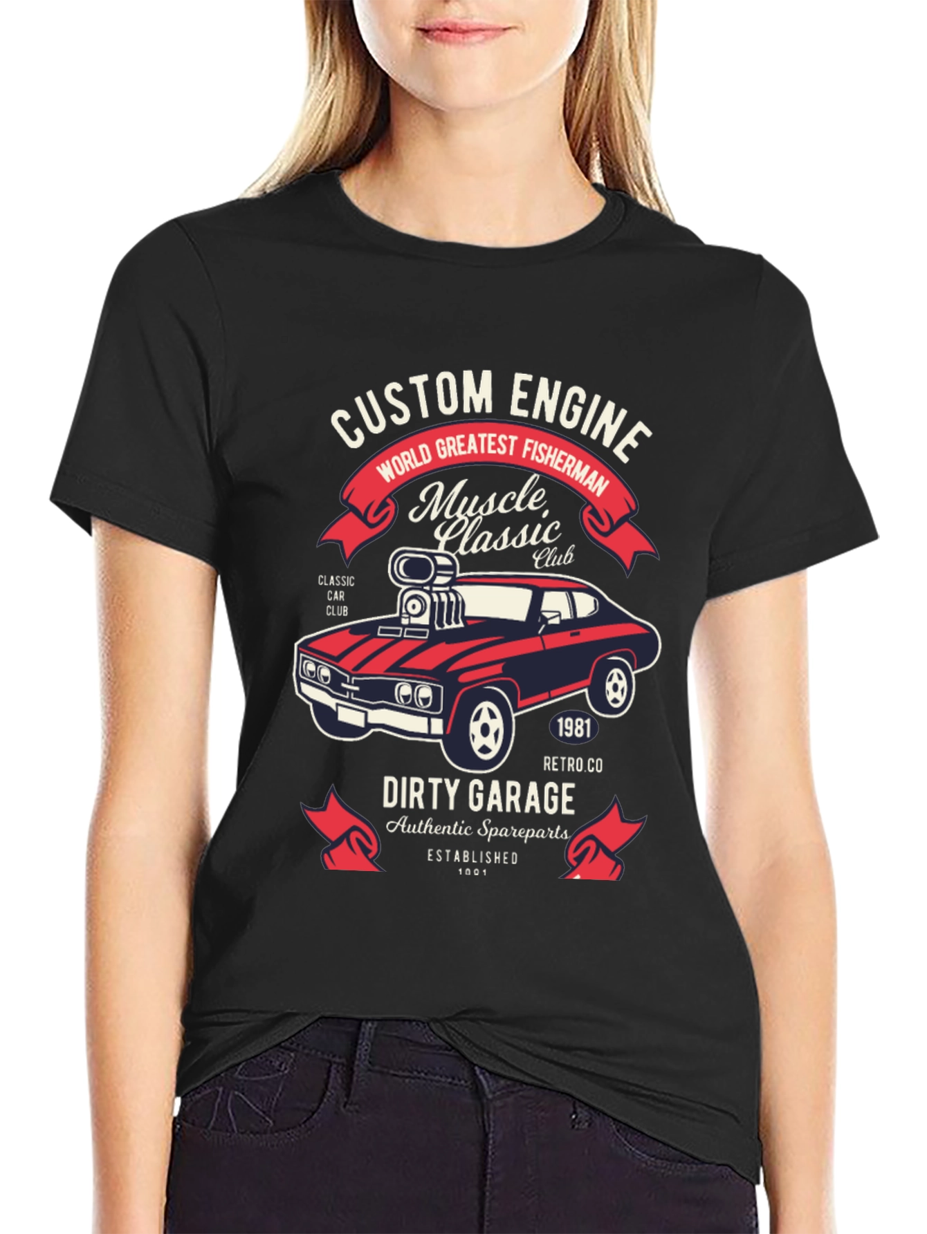 Custom Engine T-Shirt: Muscle Car Classic