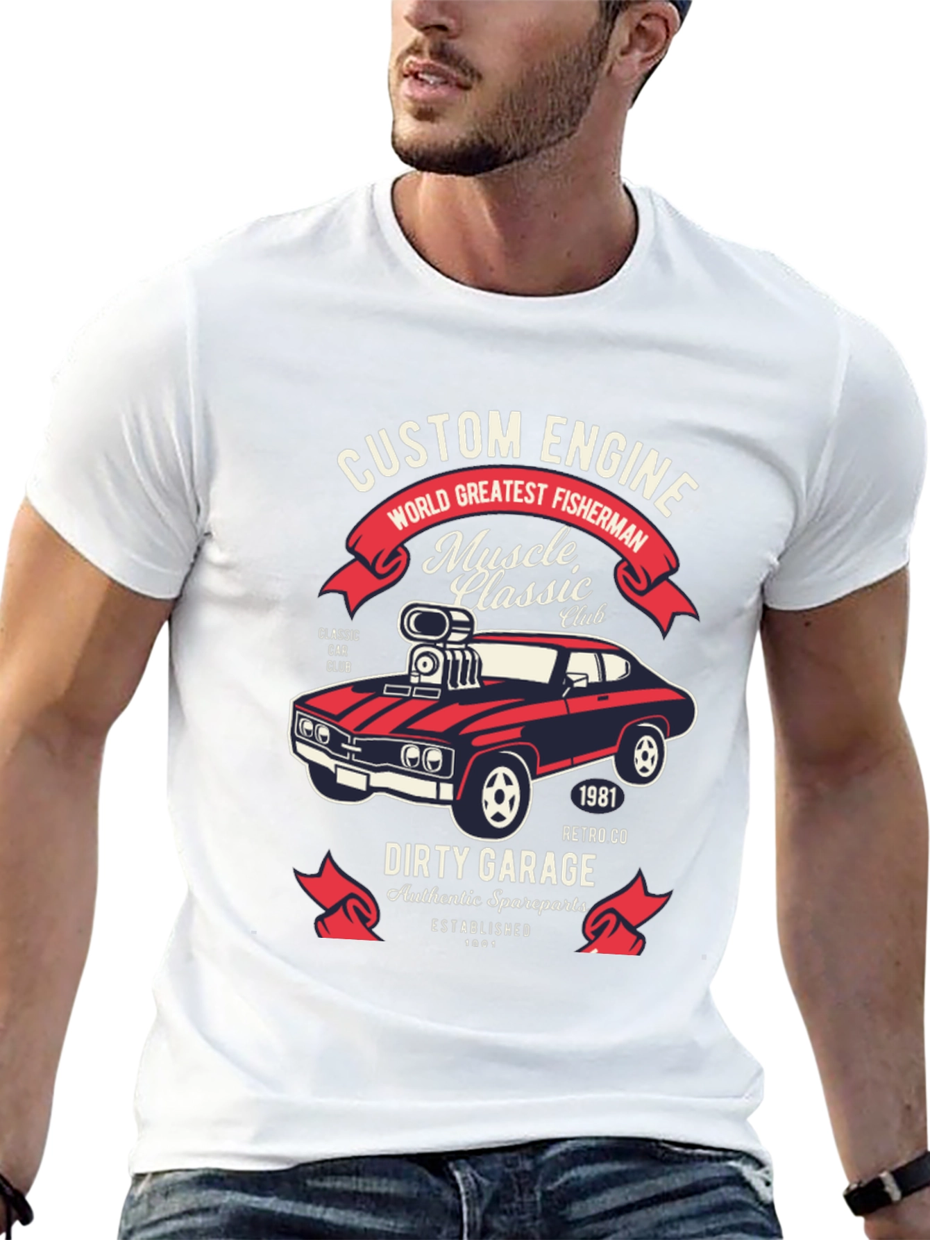 Custom Engine T-Shirt: Muscle Car Classic