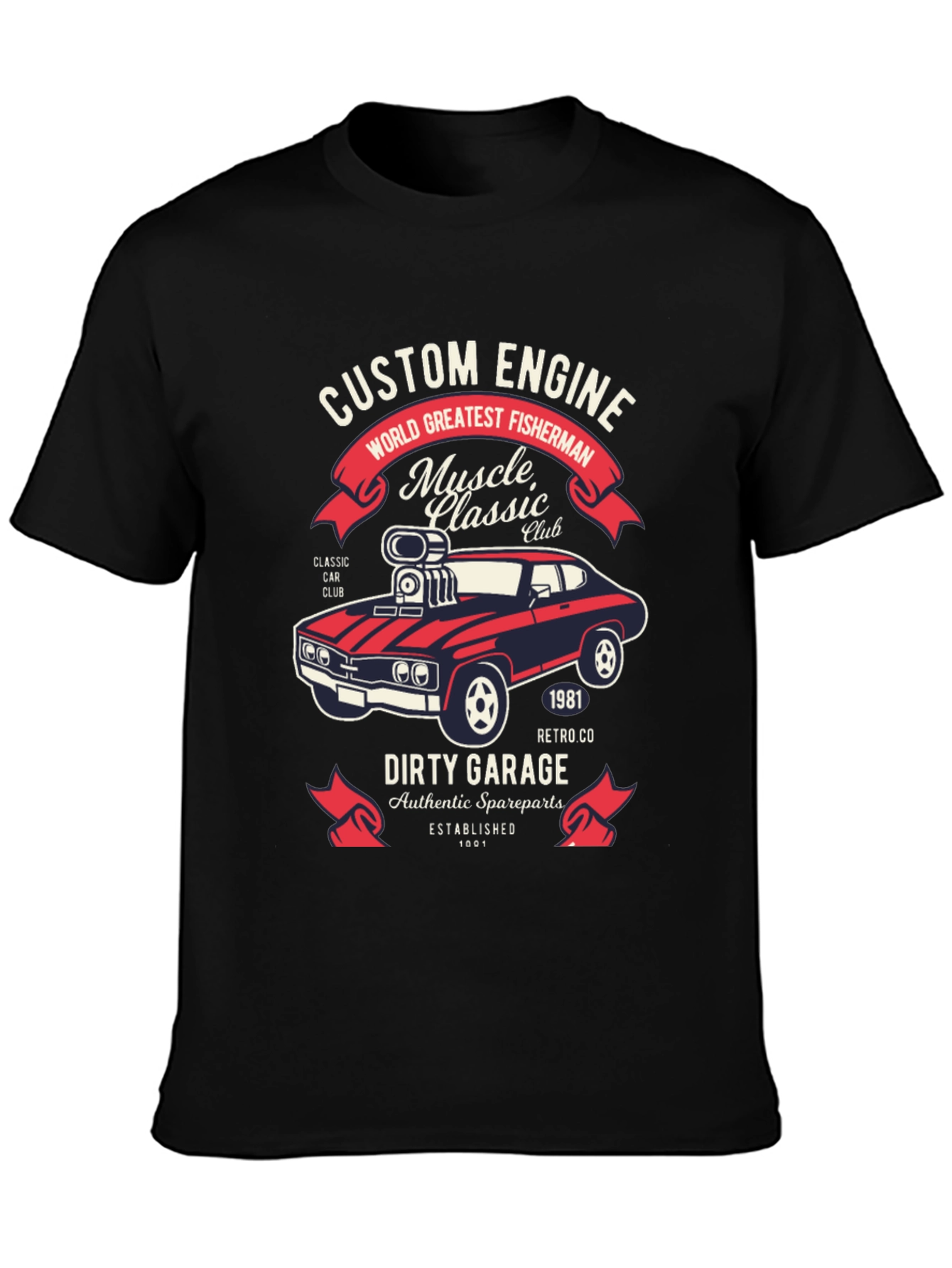 Custom Engine T-Shirt: Muscle Car Classic