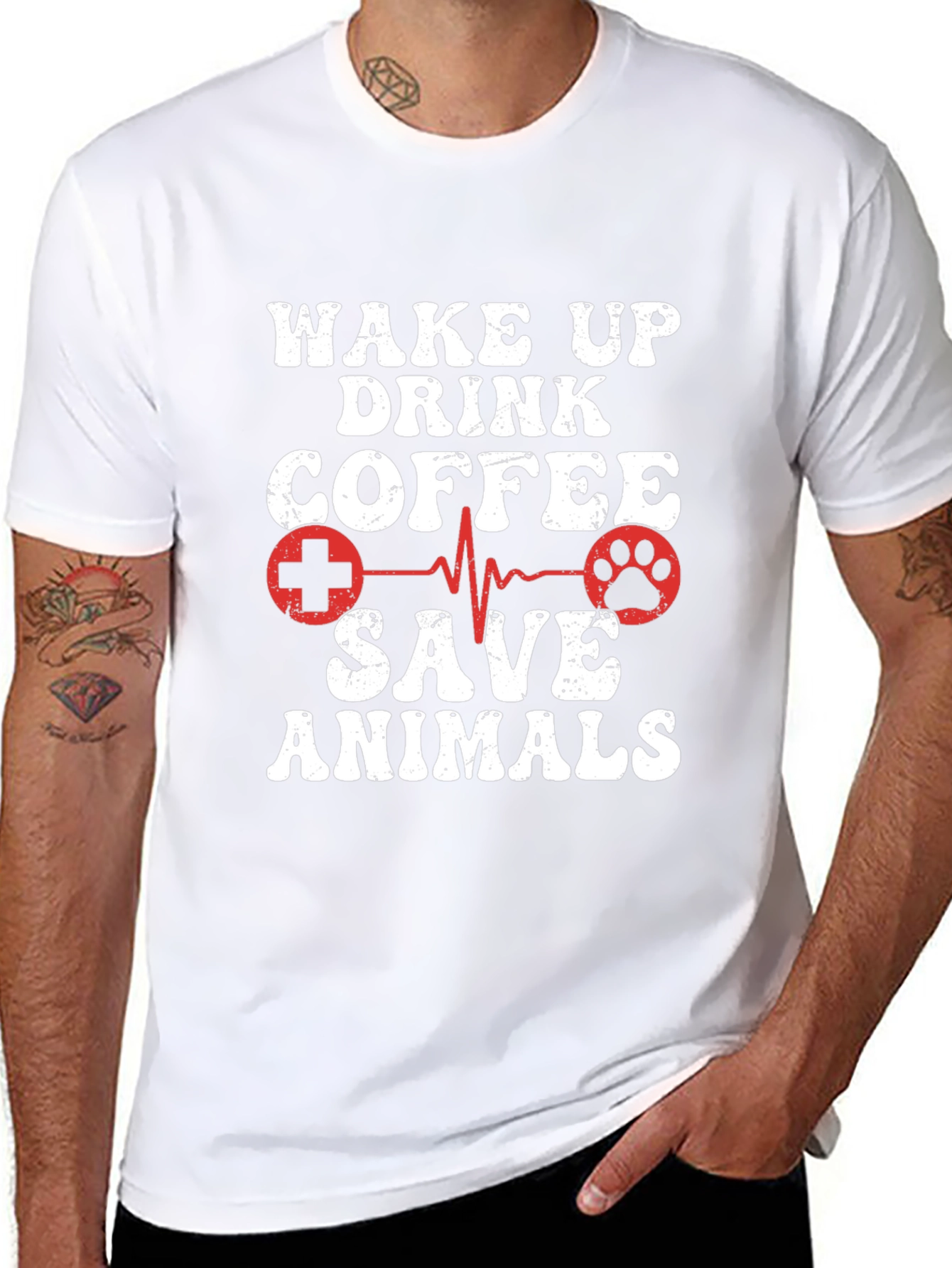 Wake Up Drink Coffee Save Animals Graphic Tee