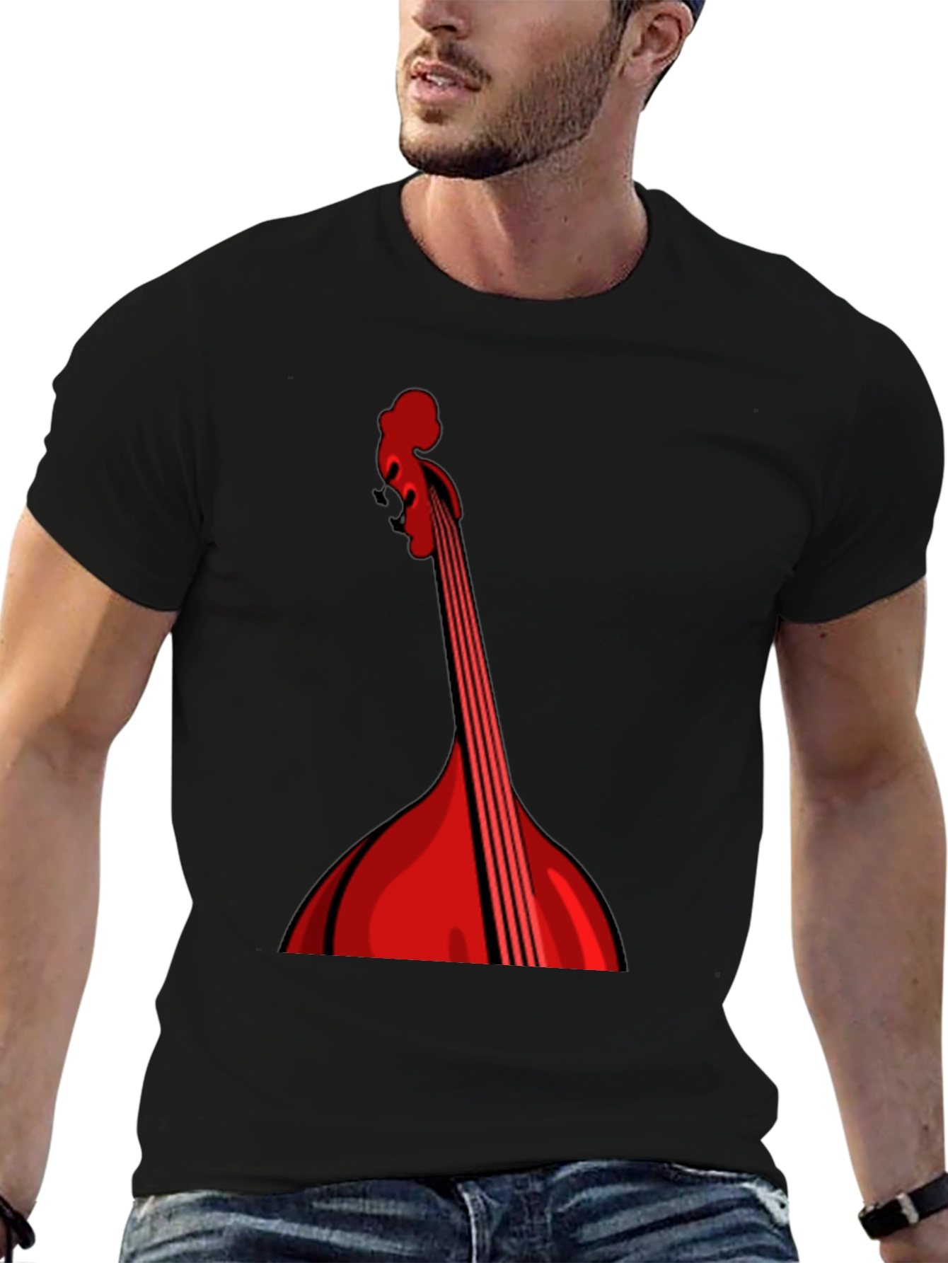Red String Instrument Graphic Black Tee