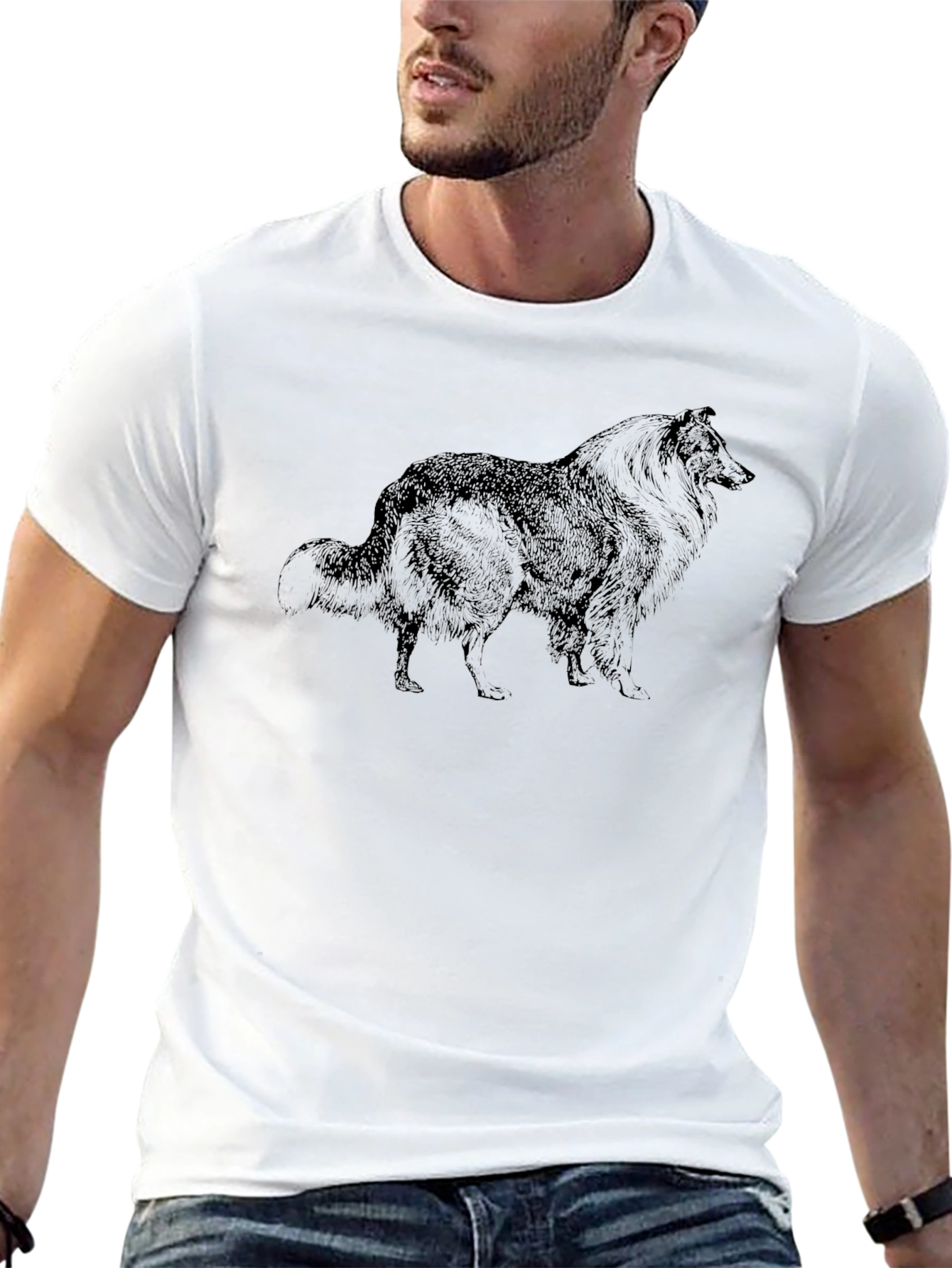 Dog Graphic Print Black T-Shirt