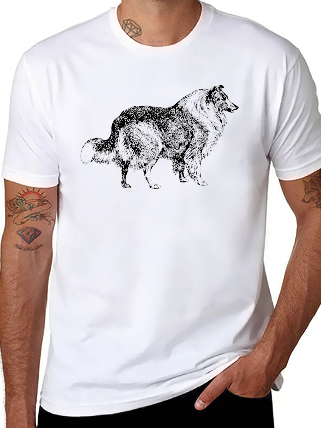 Dog Graphic Print Black T-Shirt