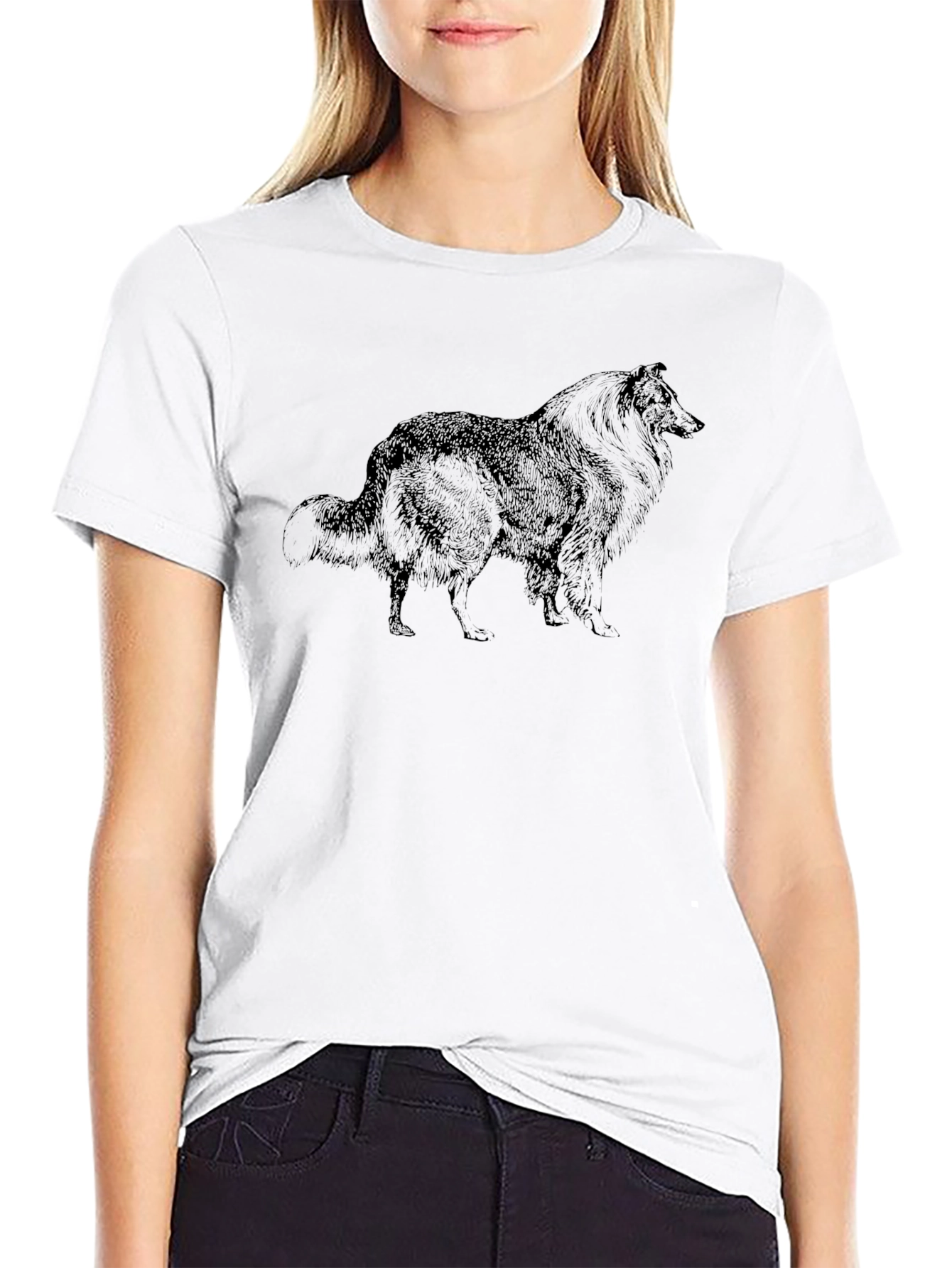 Dog Graphic Print Black T-Shirt