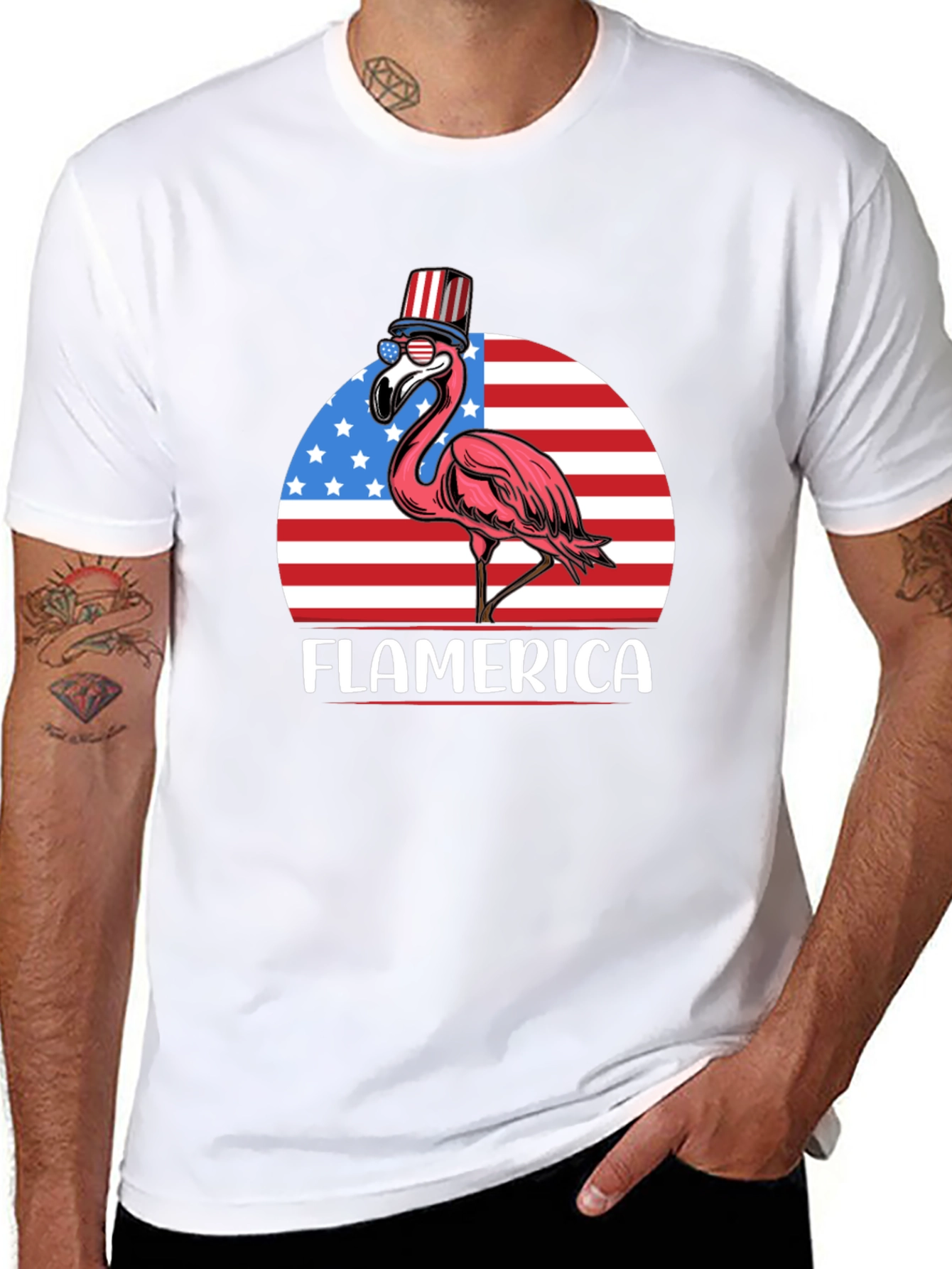 Flamerica T-Shirt - Patriotic Flamingo USA