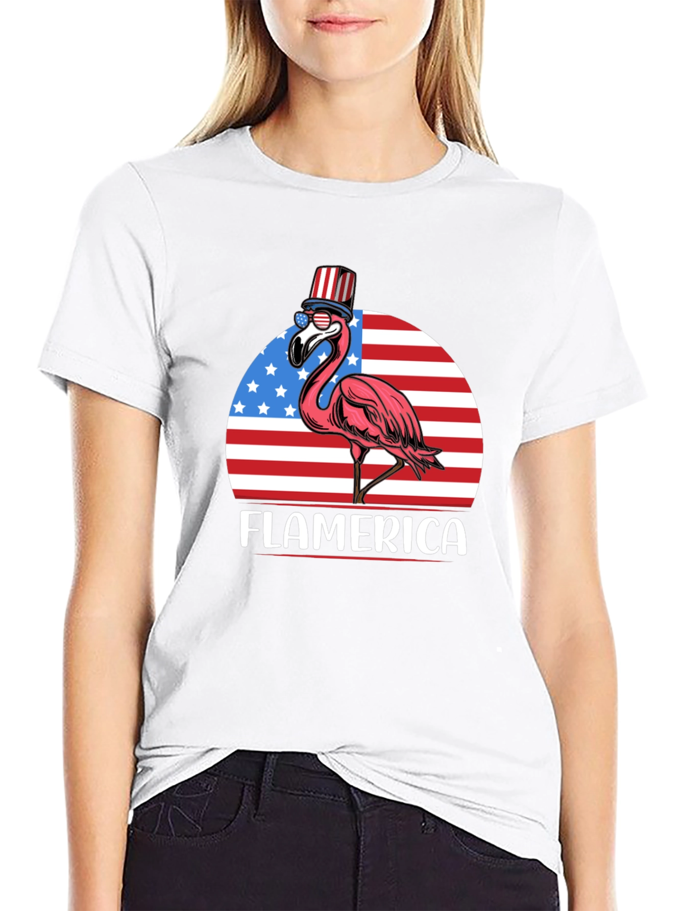 Flamerica T-Shirt - Patriotic Flamingo USA