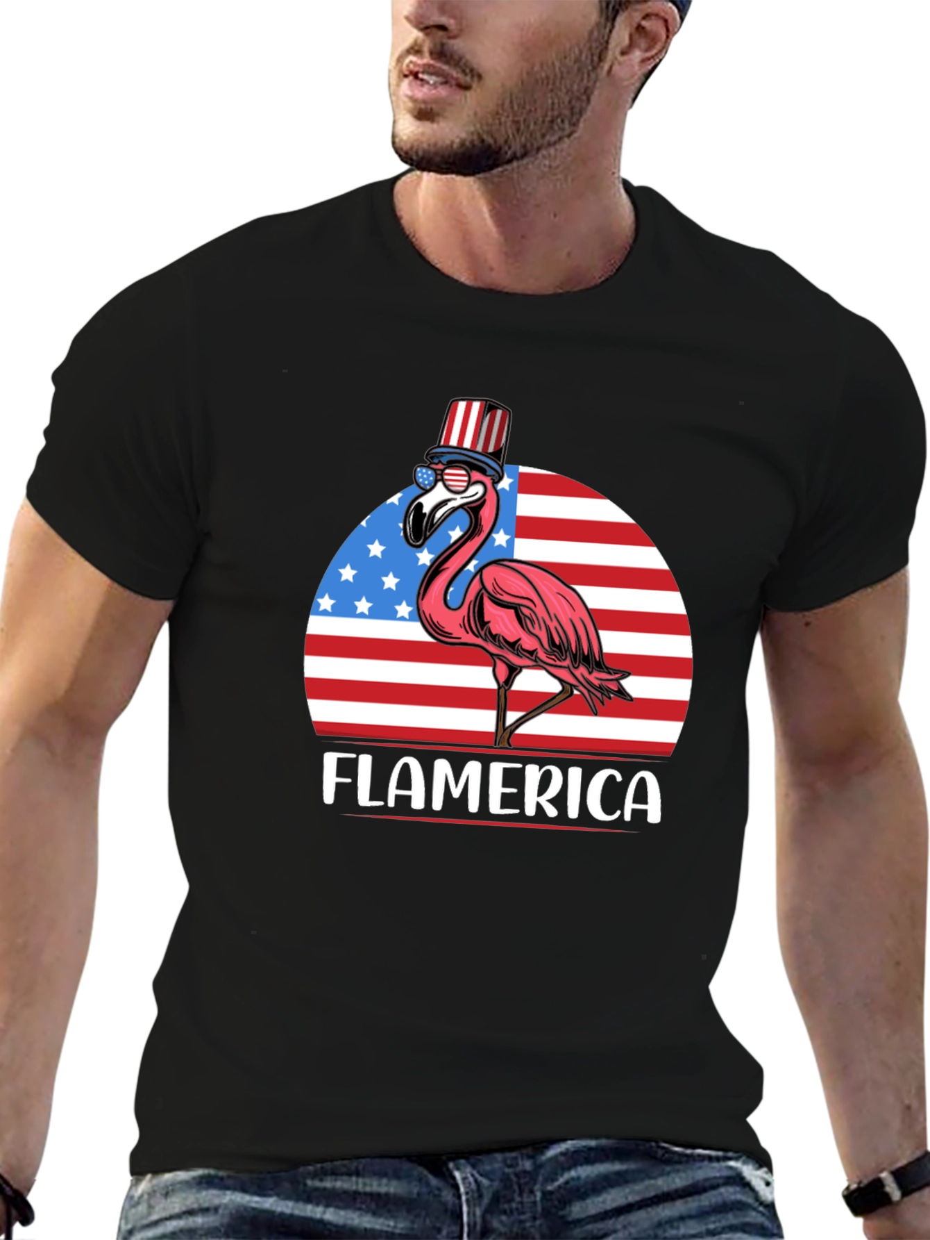 Flamerica T-Shirt - Patriotic Flamingo USA
