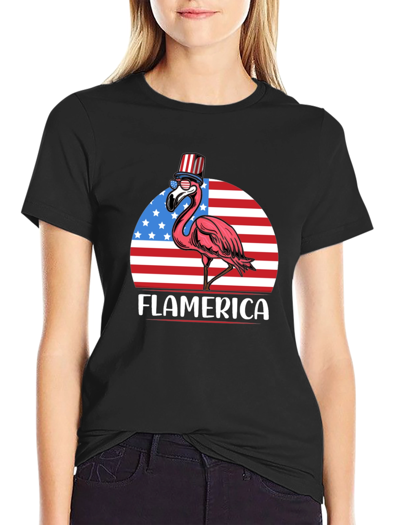 Flamerica T-Shirt - Patriotic Flamingo USA