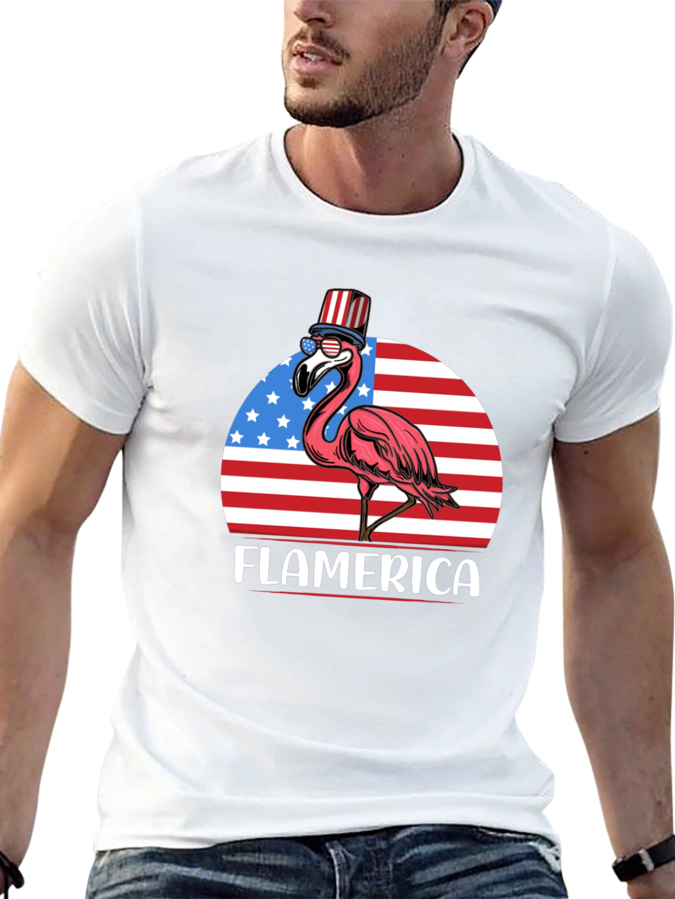 Flamerica T-Shirt - Patriotic Flamingo USA