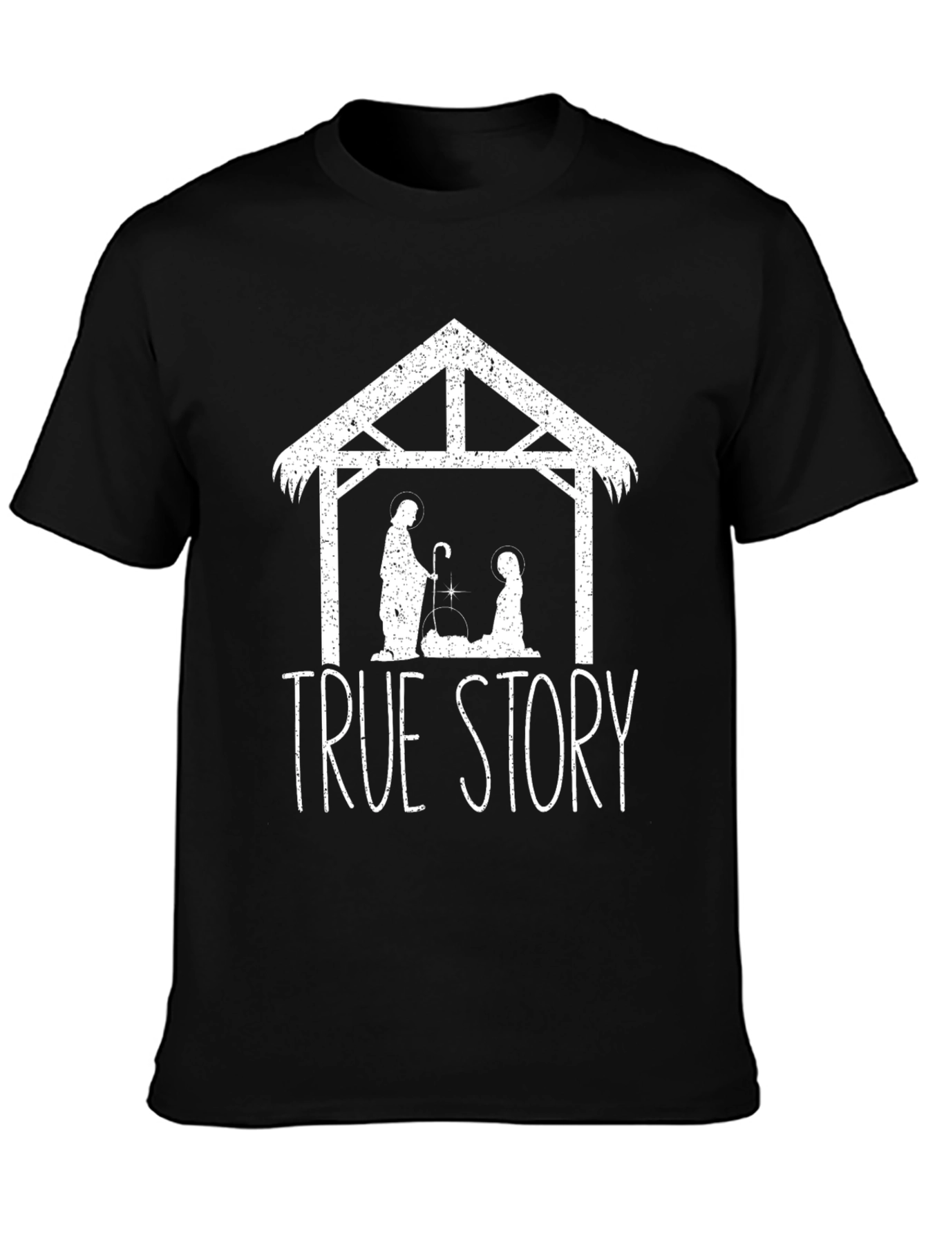 True Story Nativity Scene Black T-Shirt