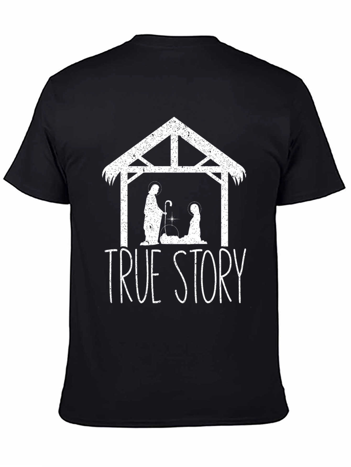 True Story Nativity Scene Black T-Shirt