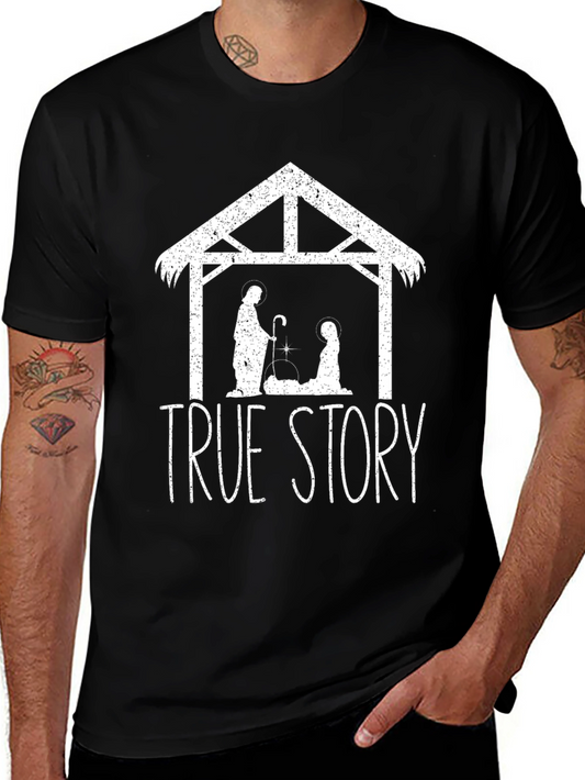 True Story Nativity Scene Black T-Shirt