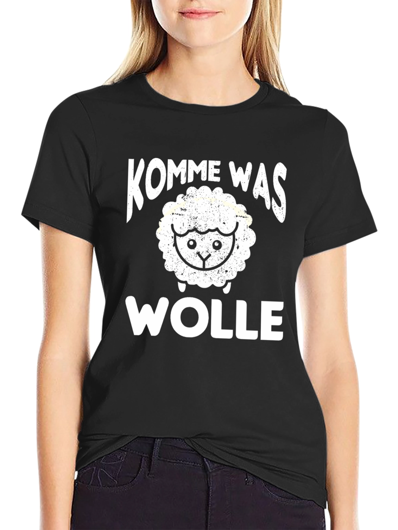 Kommewas Wolle Sheep T-Shirt - Black Cotton Tee
