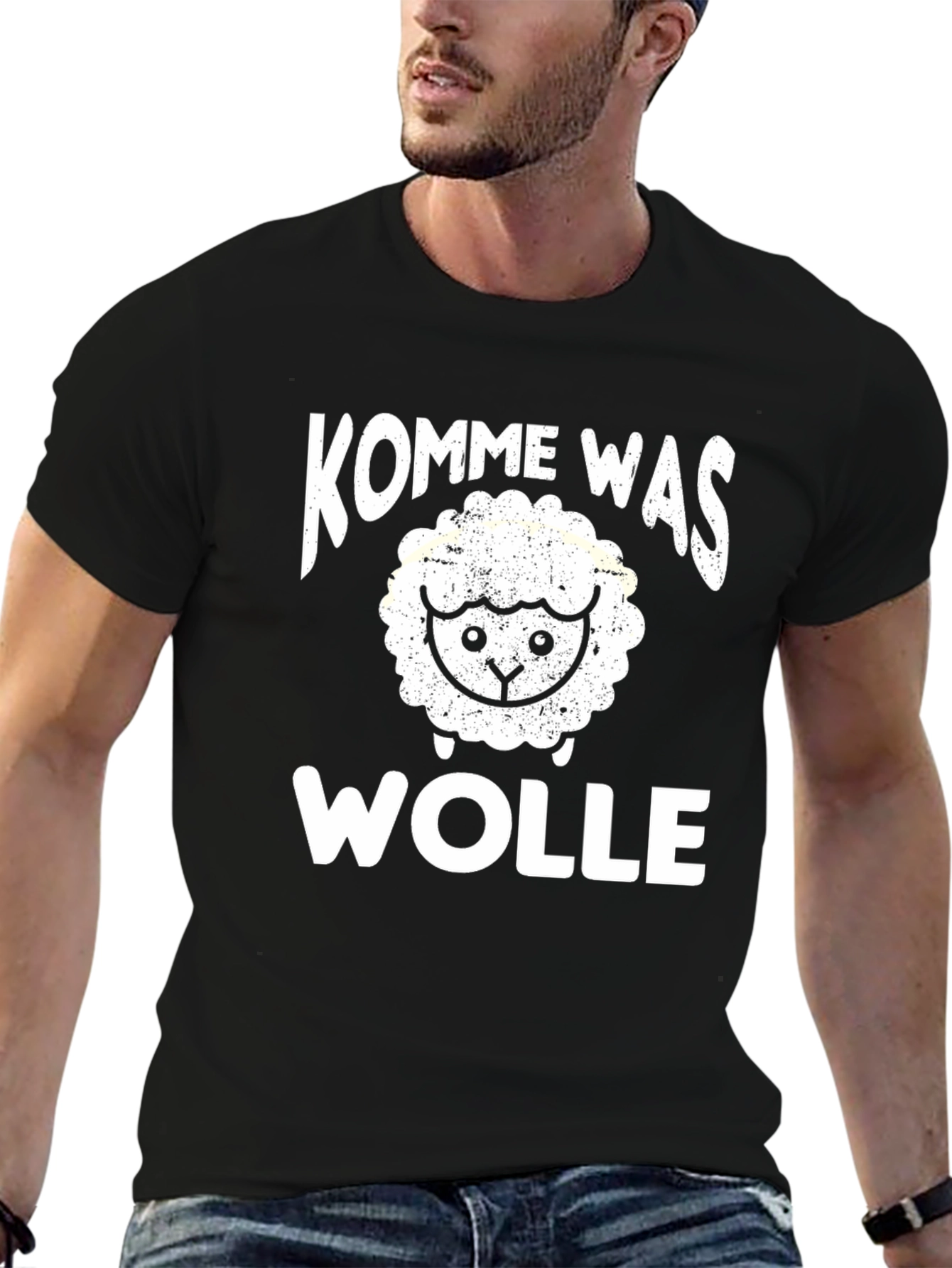Kommewas Wolle Sheep T-Shirt - Black Cotton Tee