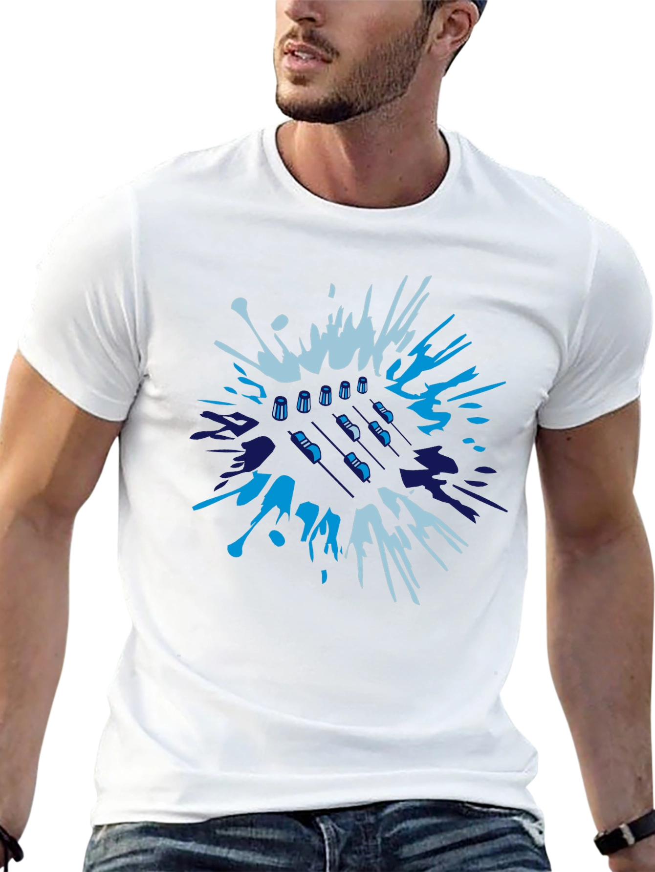 Abstract Badminton T-Shirt - Black Cotton Tee