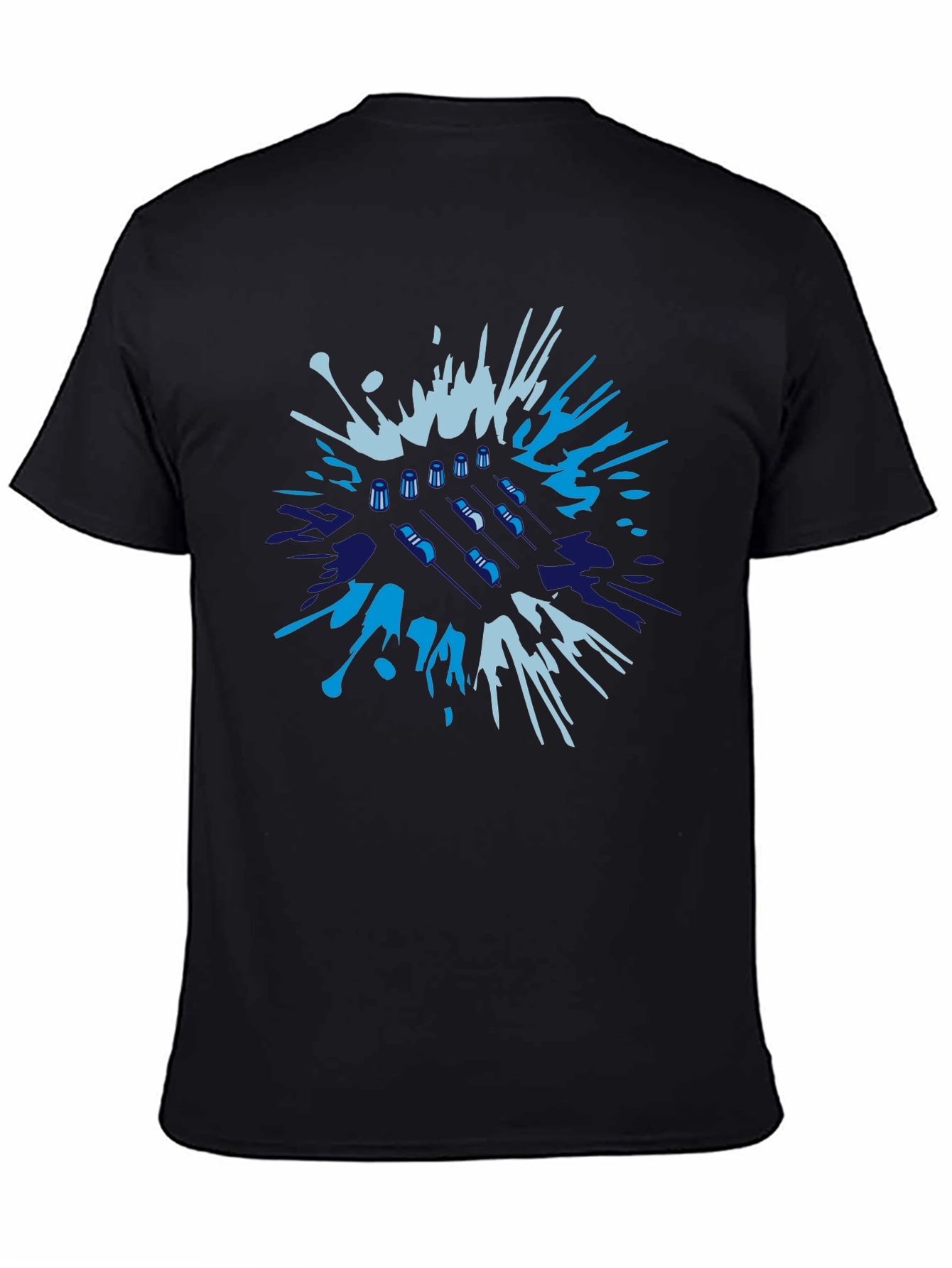 Abstract Badminton T-Shirt - Black Cotton Tee