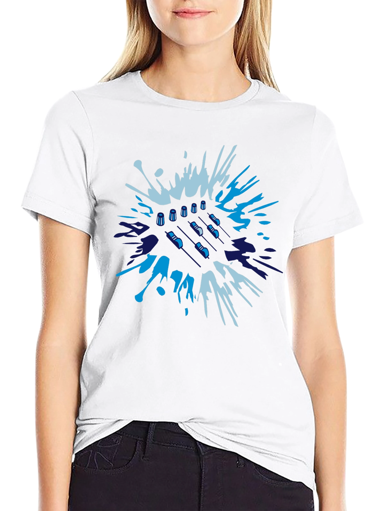 Abstract Badminton T-Shirt - Black Cotton Tee