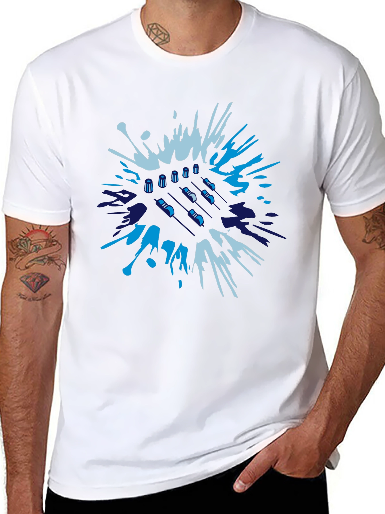 Abstract Badminton T-Shirt - Black Cotton Tee