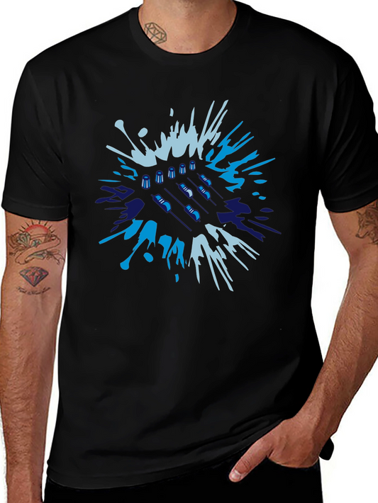 Abstract Badminton T-Shirt - Black Cotton Tee