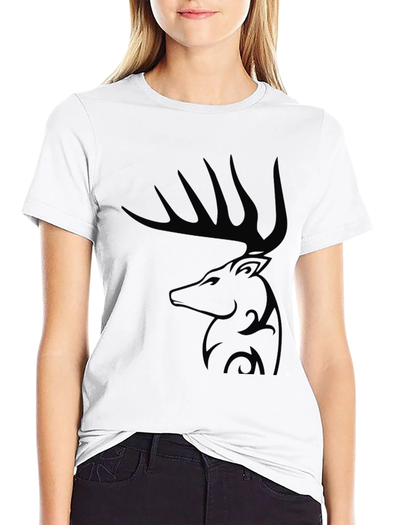 Black Deer Graphic Tee - Stylish Mens Casual T-Shirt