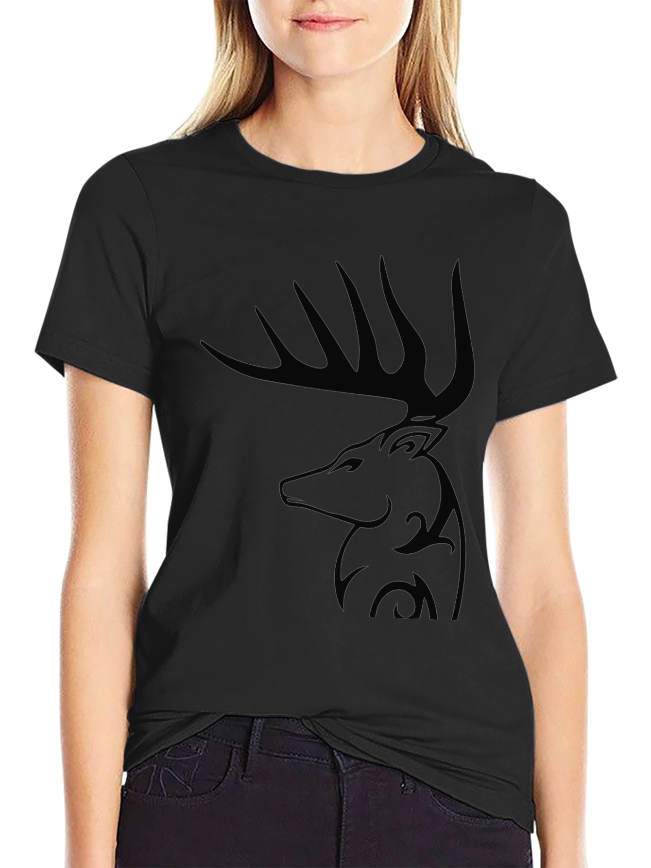 Black Deer Graphic Tee - Stylish Mens Casual T-Shirt