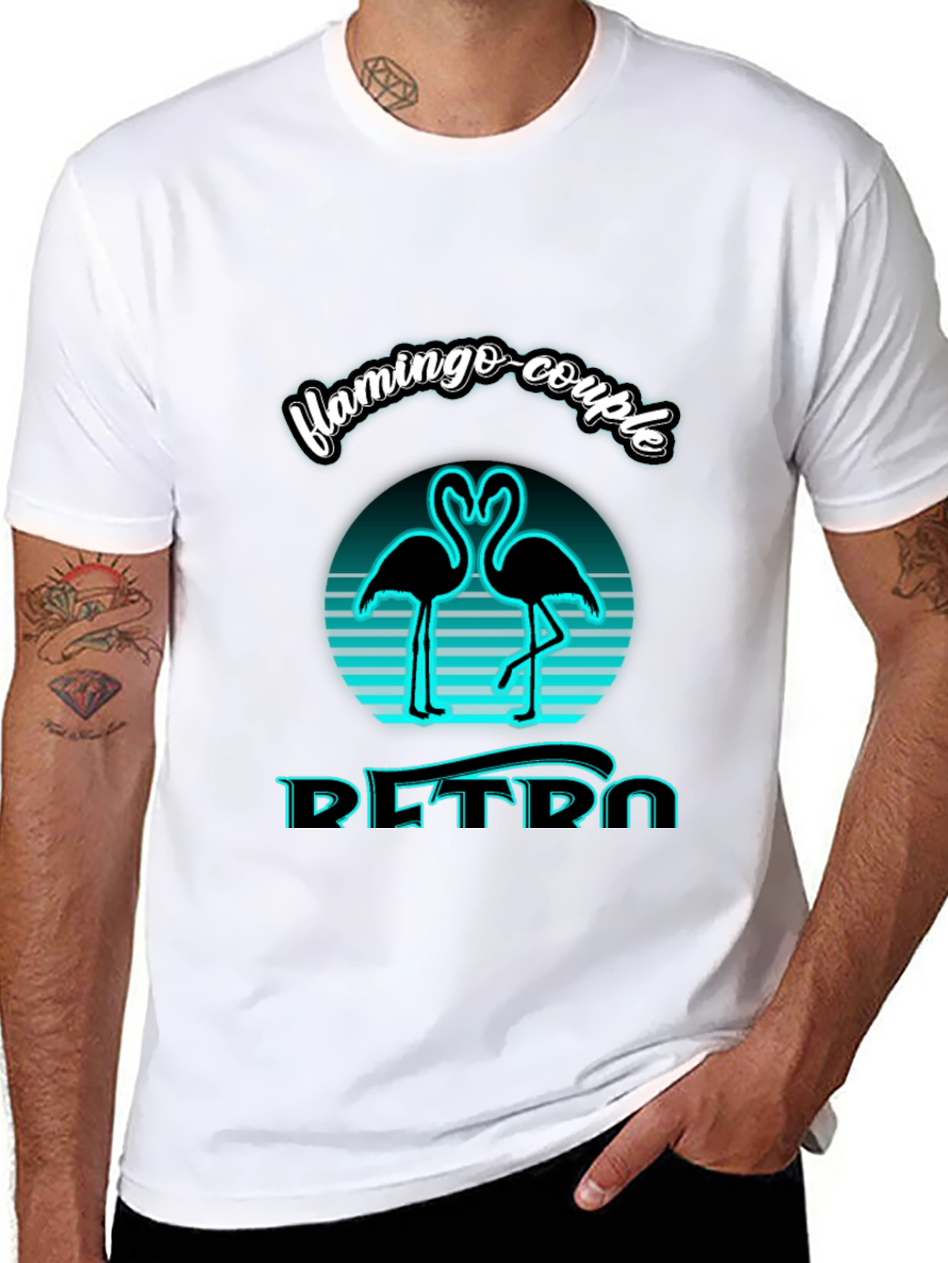 Retro Flamingo Couple Graphic Tee