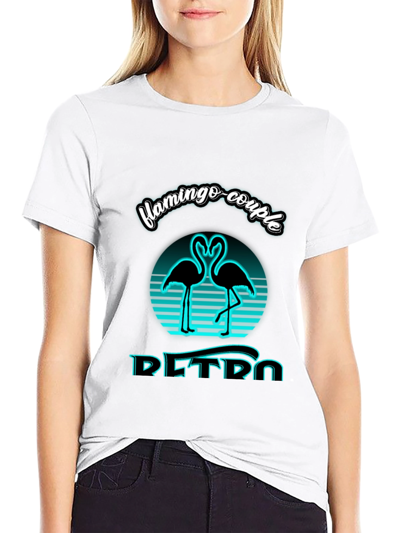 Retro Flamingo Couple Graphic Tee