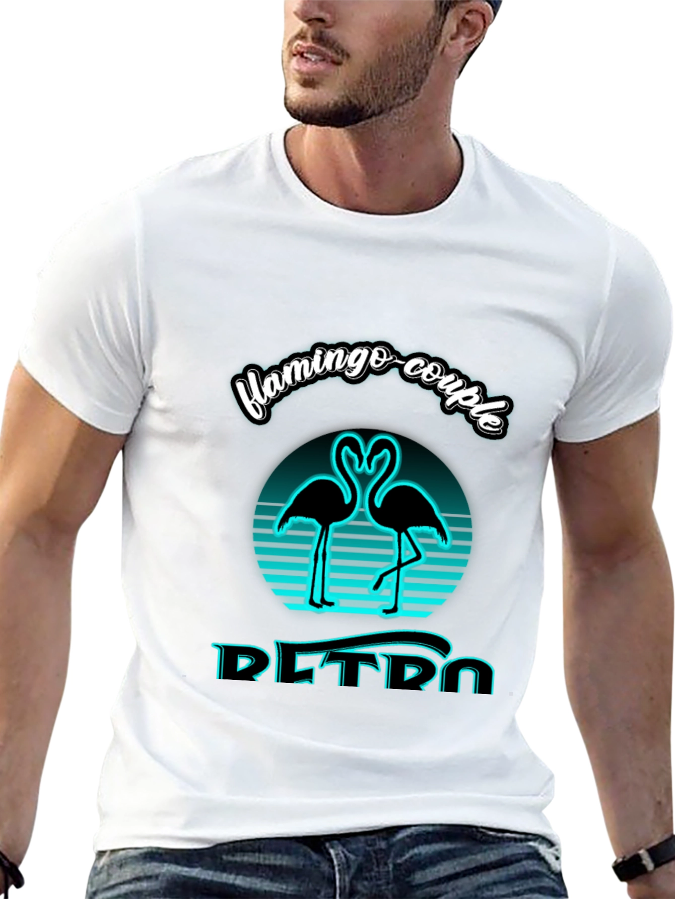 Retro Flamingo Couple Graphic Tee