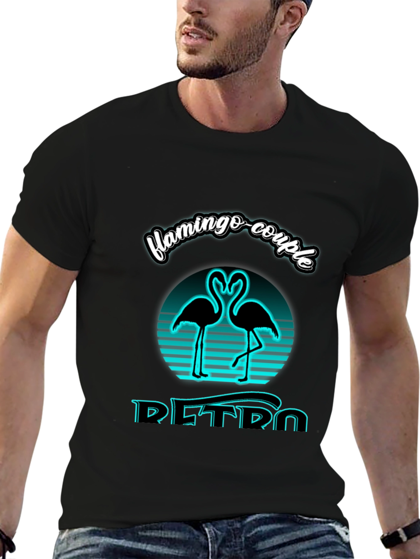 Retro Flamingo Couple Graphic Tee