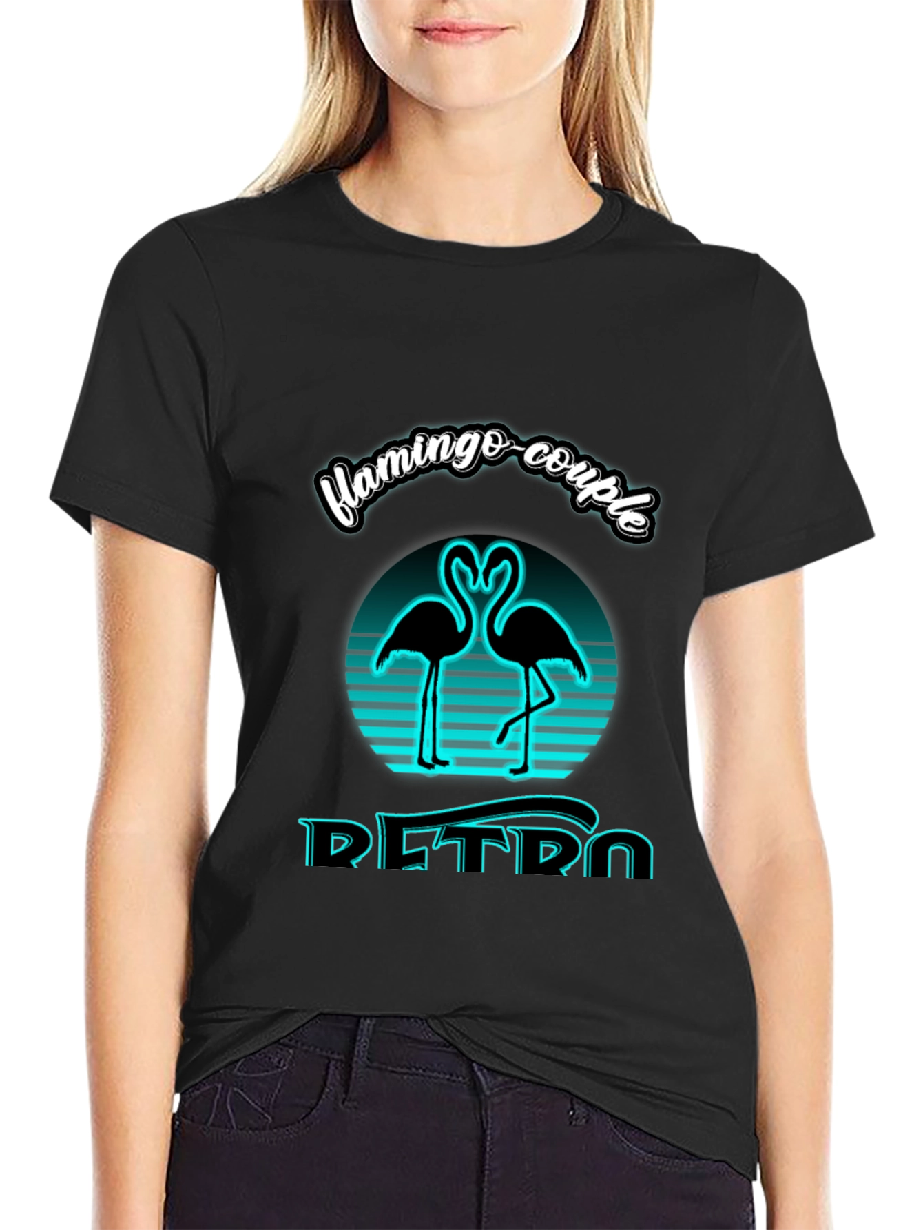 Retro Flamingo Couple Graphic Tee