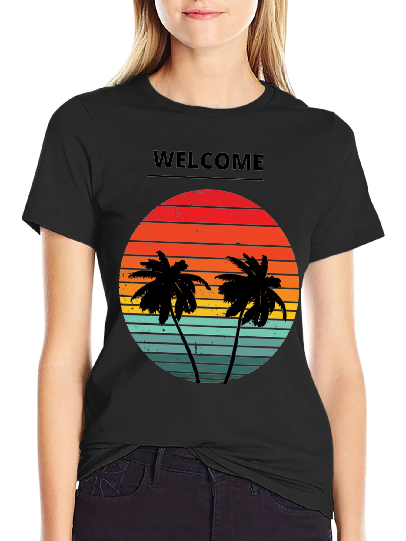 Welcome Palm Tree Sunset Graphic Tee