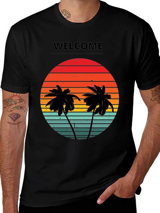 Welcome Palm Tree Sunset Graphic Tee