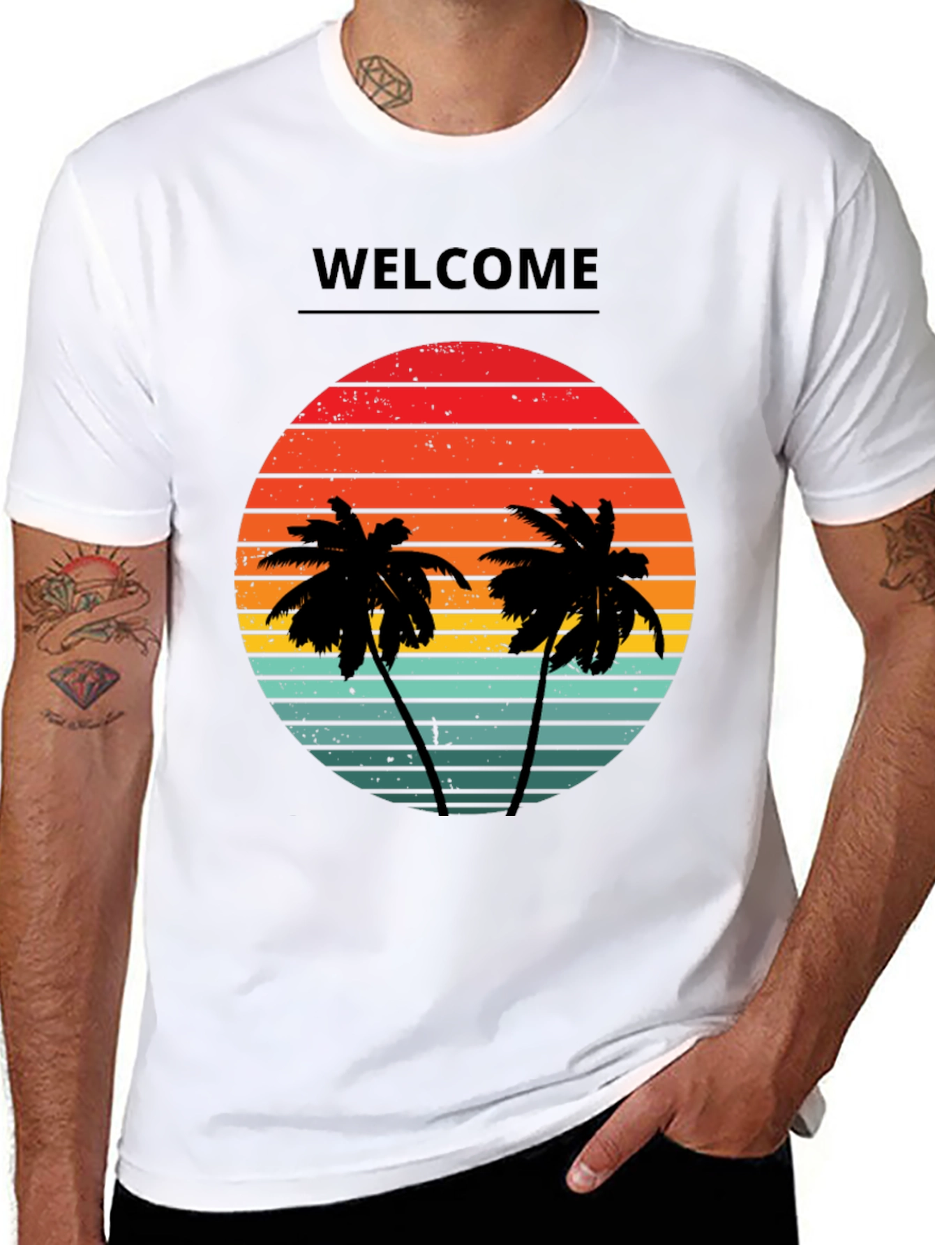 Welcome Palm Tree Sunset Graphic Tee