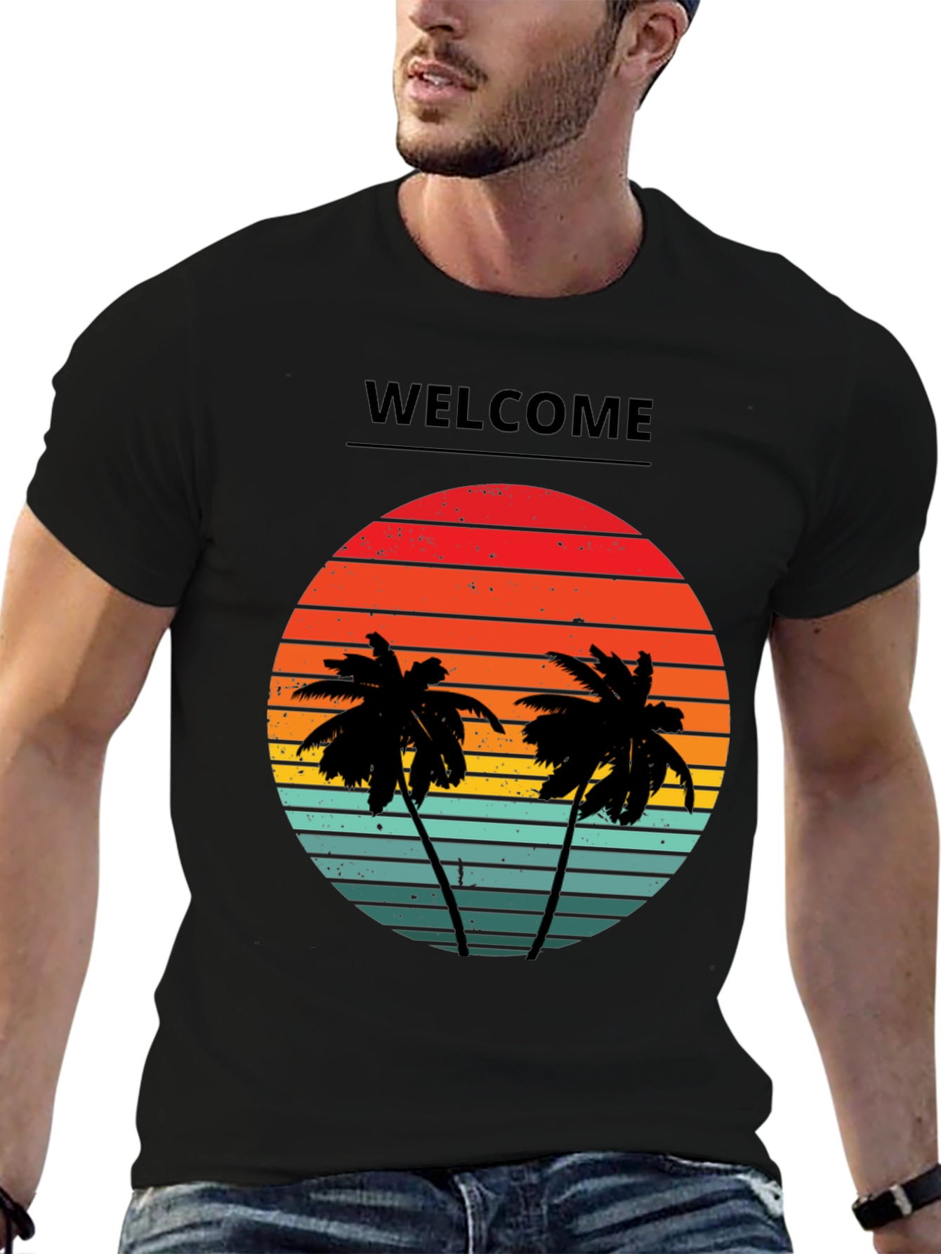 Welcome Palm Tree Sunset Graphic Tee