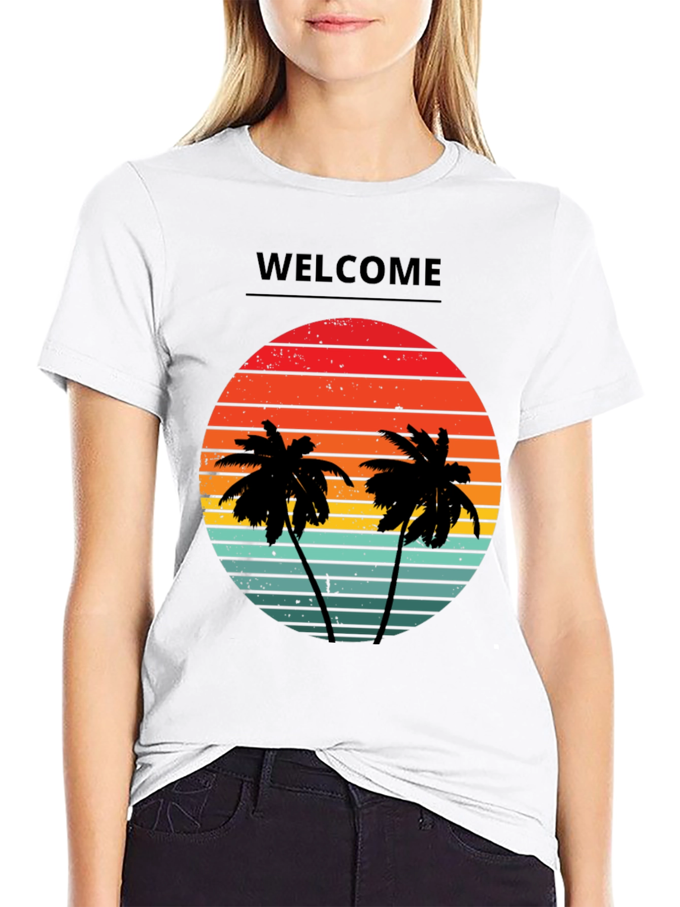 Welcome Palm Tree Sunset Graphic Tee