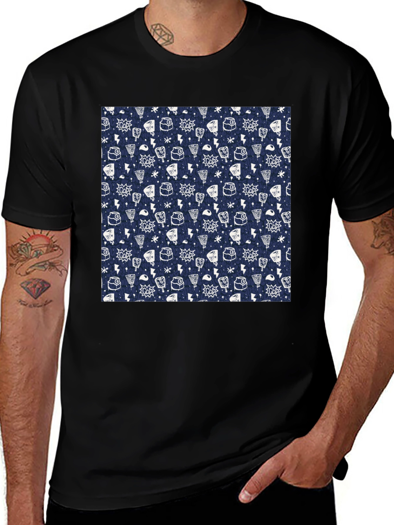 Patterned Crew Neck T-Shirt
