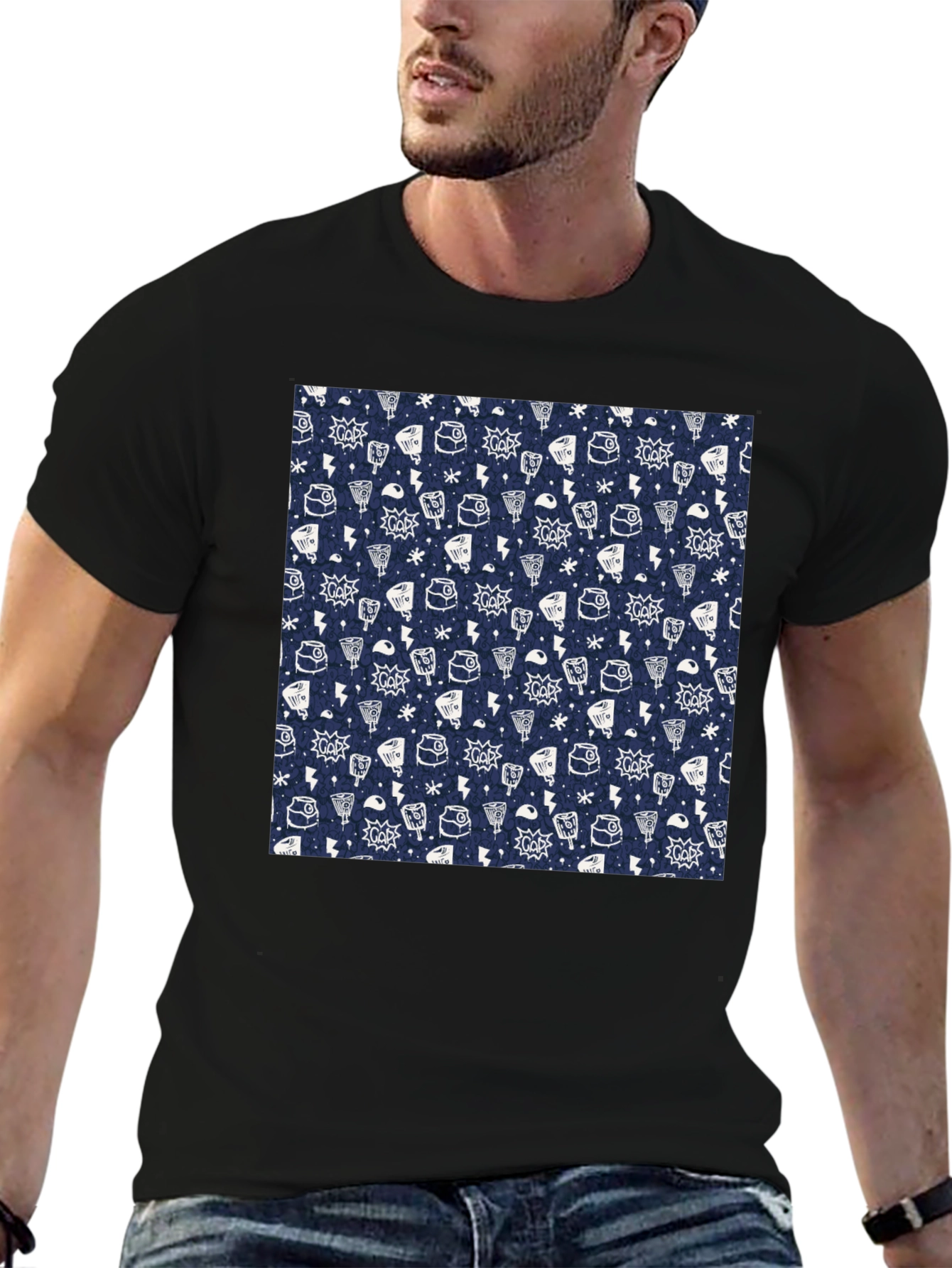 Patterned Crew Neck T-Shirt