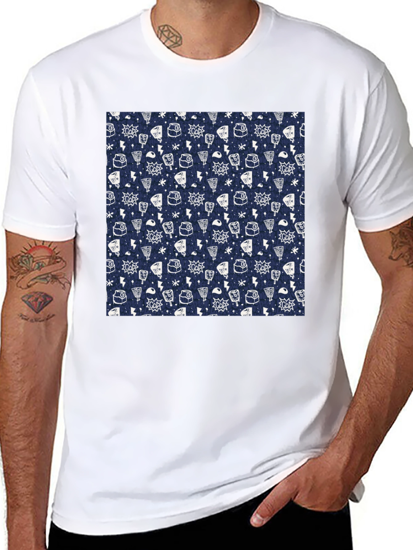 Patterned Crew Neck T-Shirt