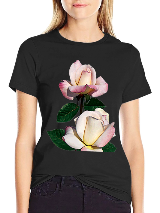 Elegant Rose Print T-Shirt