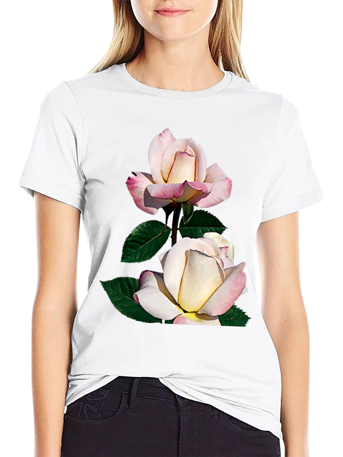 Elegant Rose Print T-Shirt