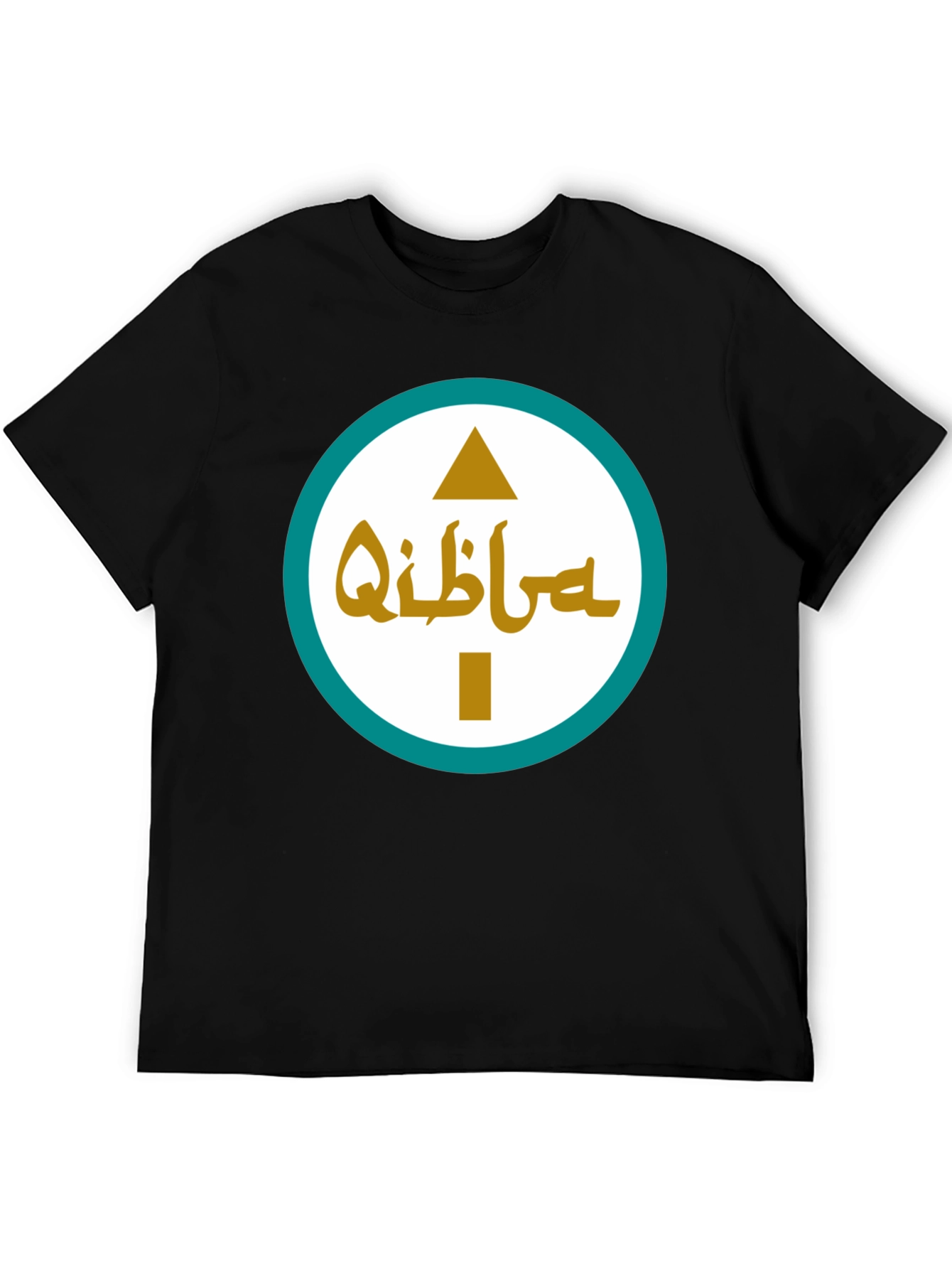 Qibla Direction Arrow Graphic Tee - Black