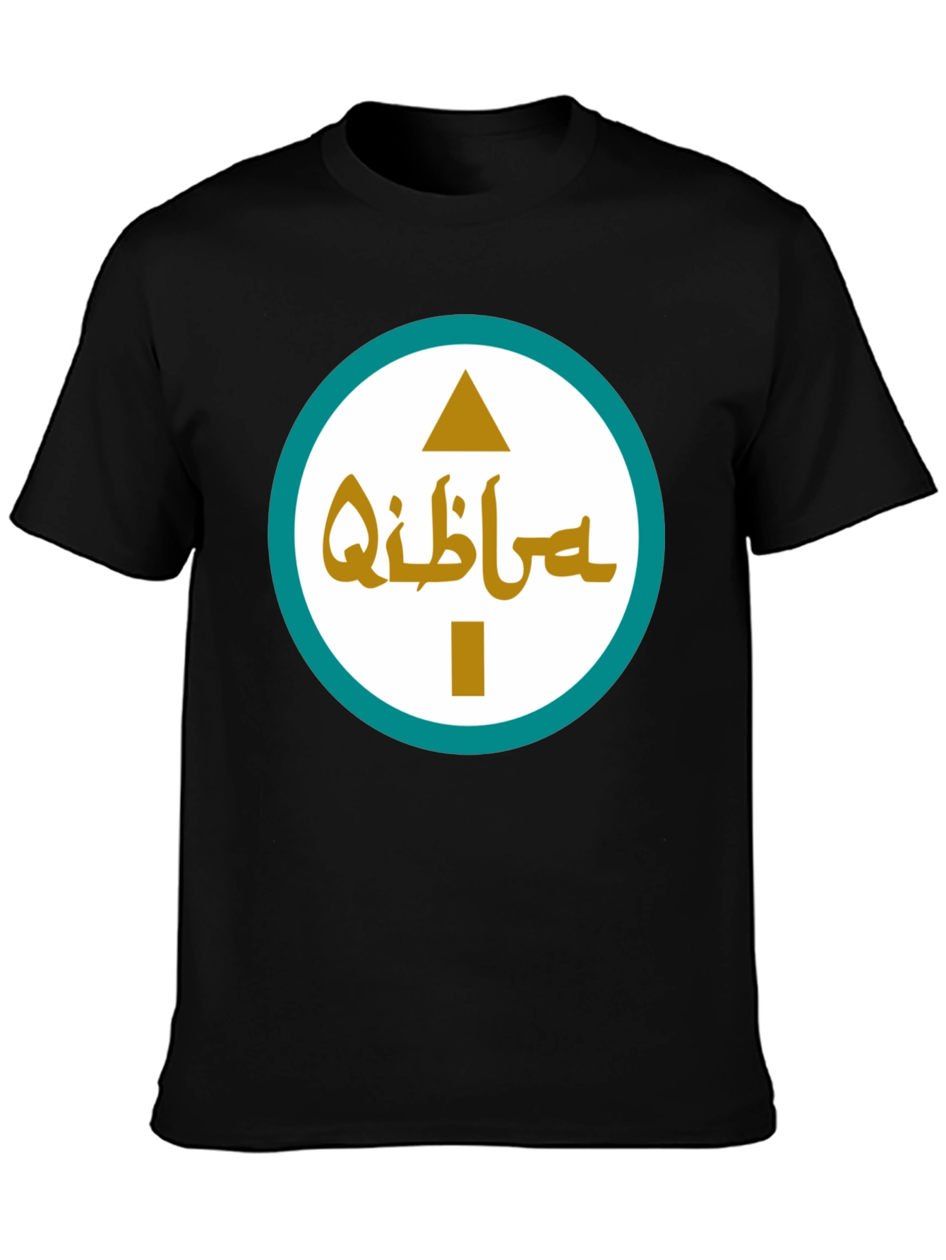 Qibla Direction Arrow Graphic Tee - Black