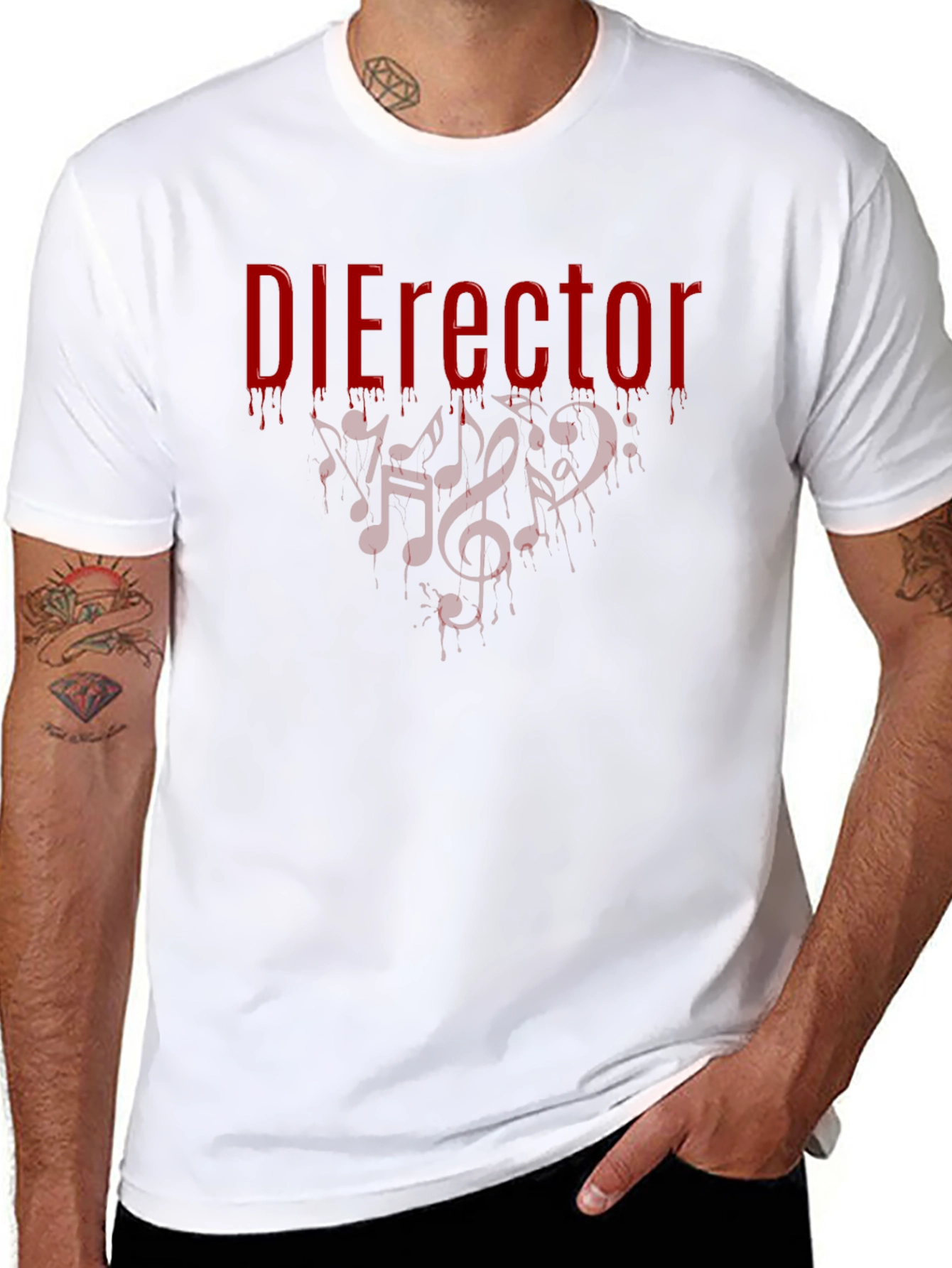 DIErector Black T-Shirt - Bloody Music Notes